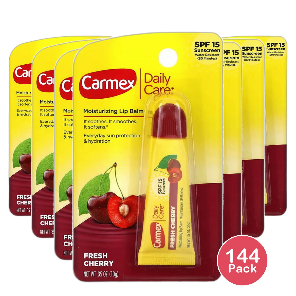 Carmex Daily Care Moisturizing SPF 15 Lip Balm Fresh Cherry 0.35Oz (Pack of 144)