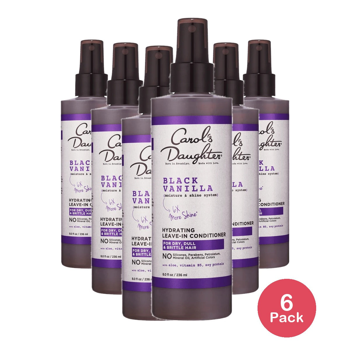 Carol's Daughter Black Vanilla Hydrating Leave In Conditioner, for Curly Hair, with Aloe, 8 fl oz (Pack of 6)