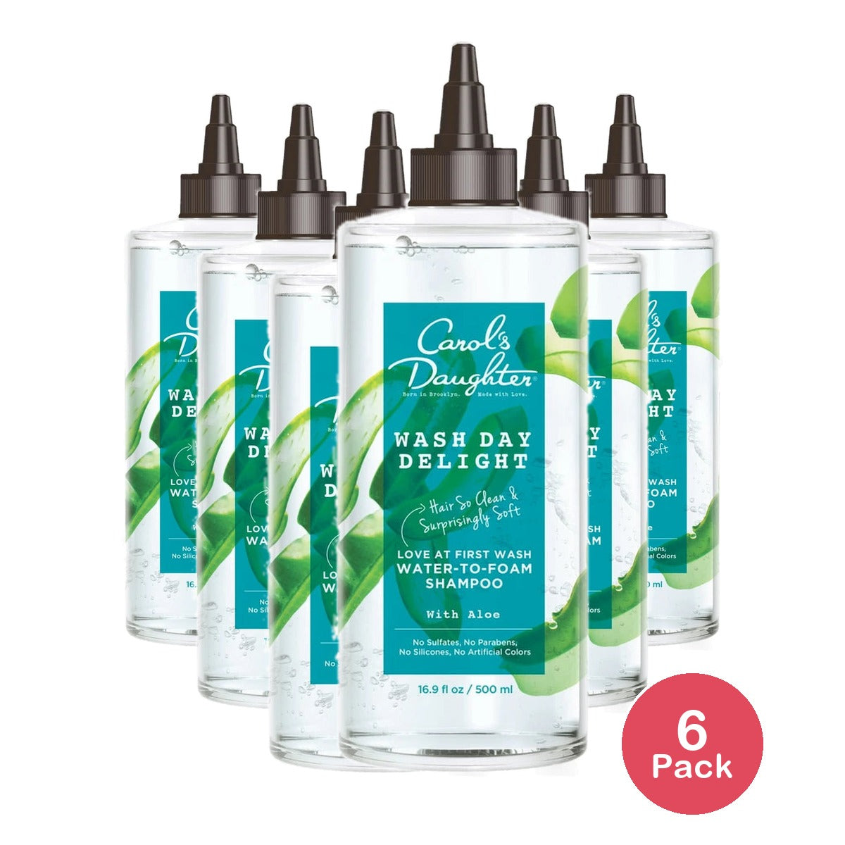 Carol's Daughter Wash Day Moisturizing Daily Shampoo, for All Hair Types, with Aloe, 16.9 fl Oz (Pack of 6)