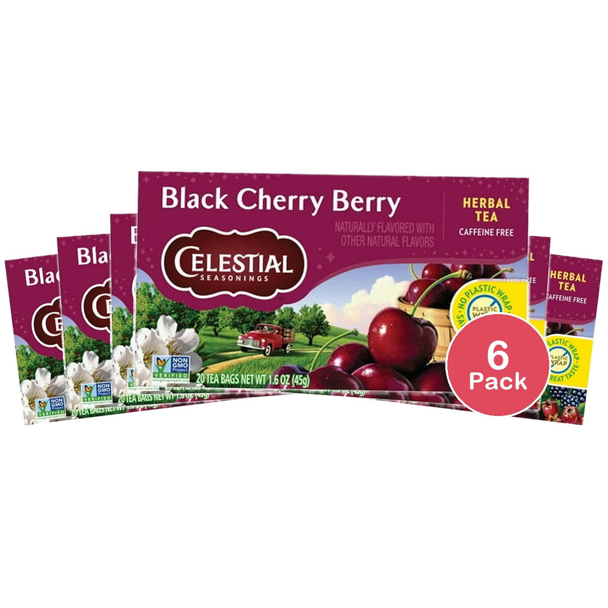 Celestial Seasonings Black Cherry Herbal Tea 20 Ct (Pack of 6)