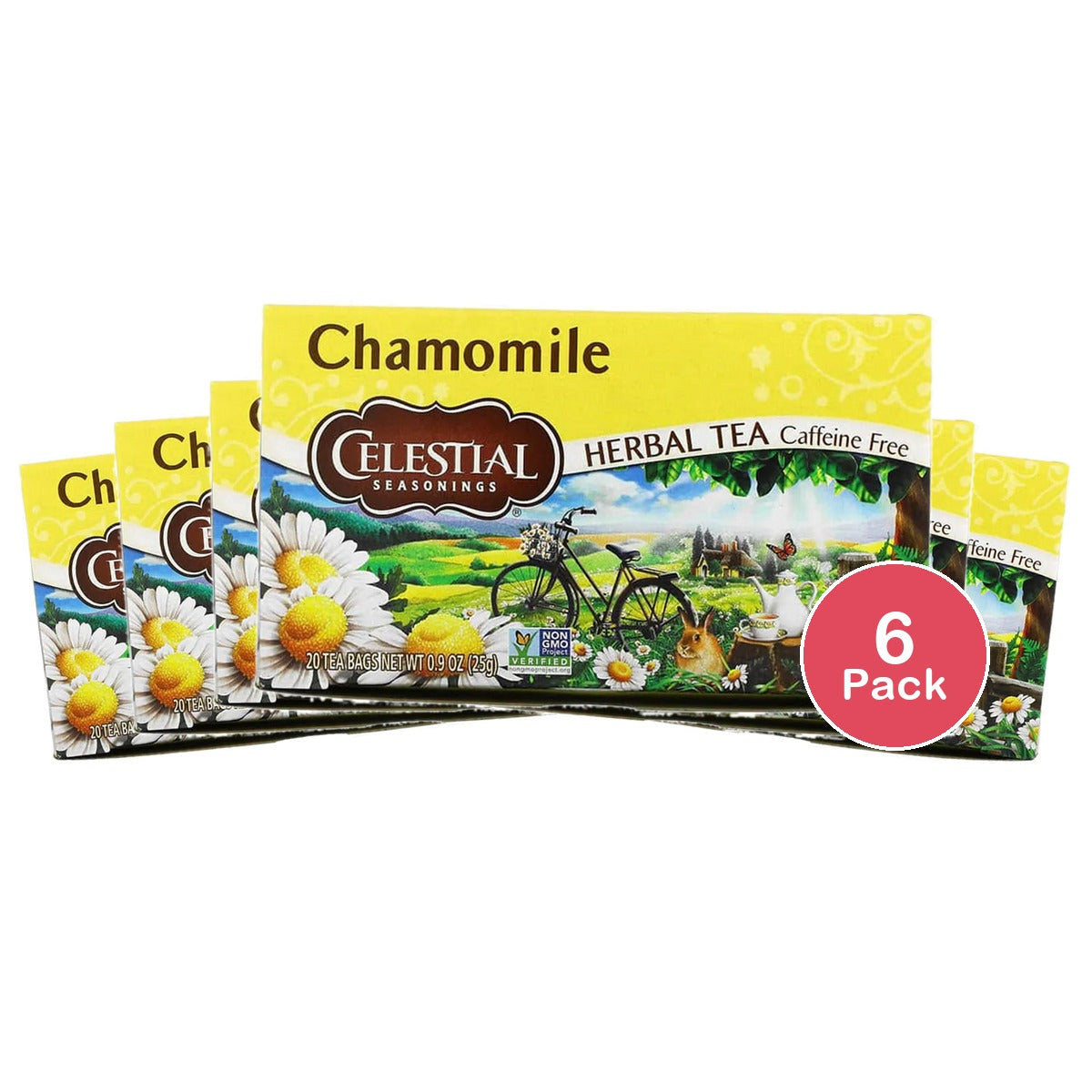 Celestial Seasonings Caffeine Free Chamomile Natural Herbal Tea 0.9Oz (Pack Of 6)