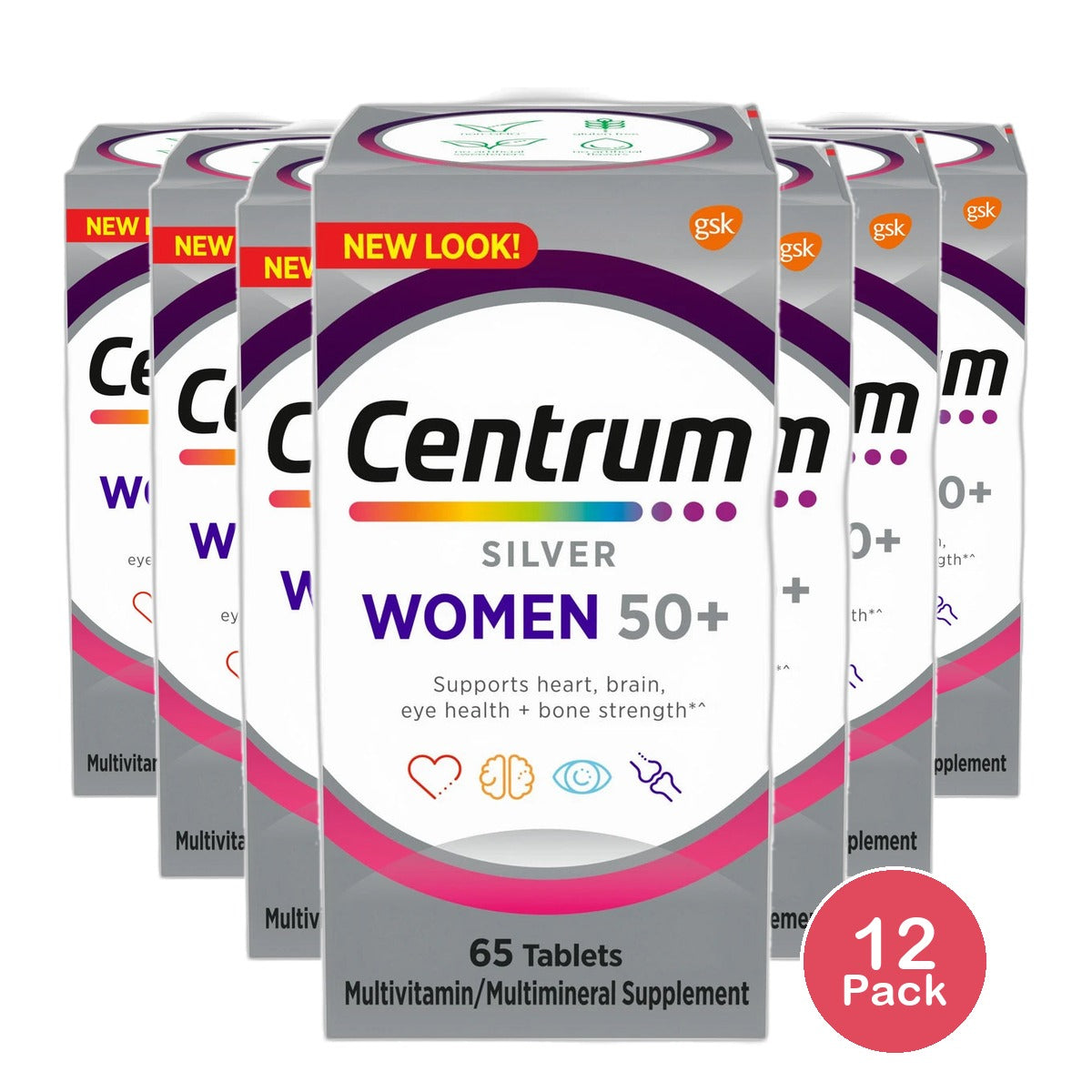 Centrum Silver Multivitamin for Women 50 Plus Supplement Tablets 5.29oz (Pack of 12)