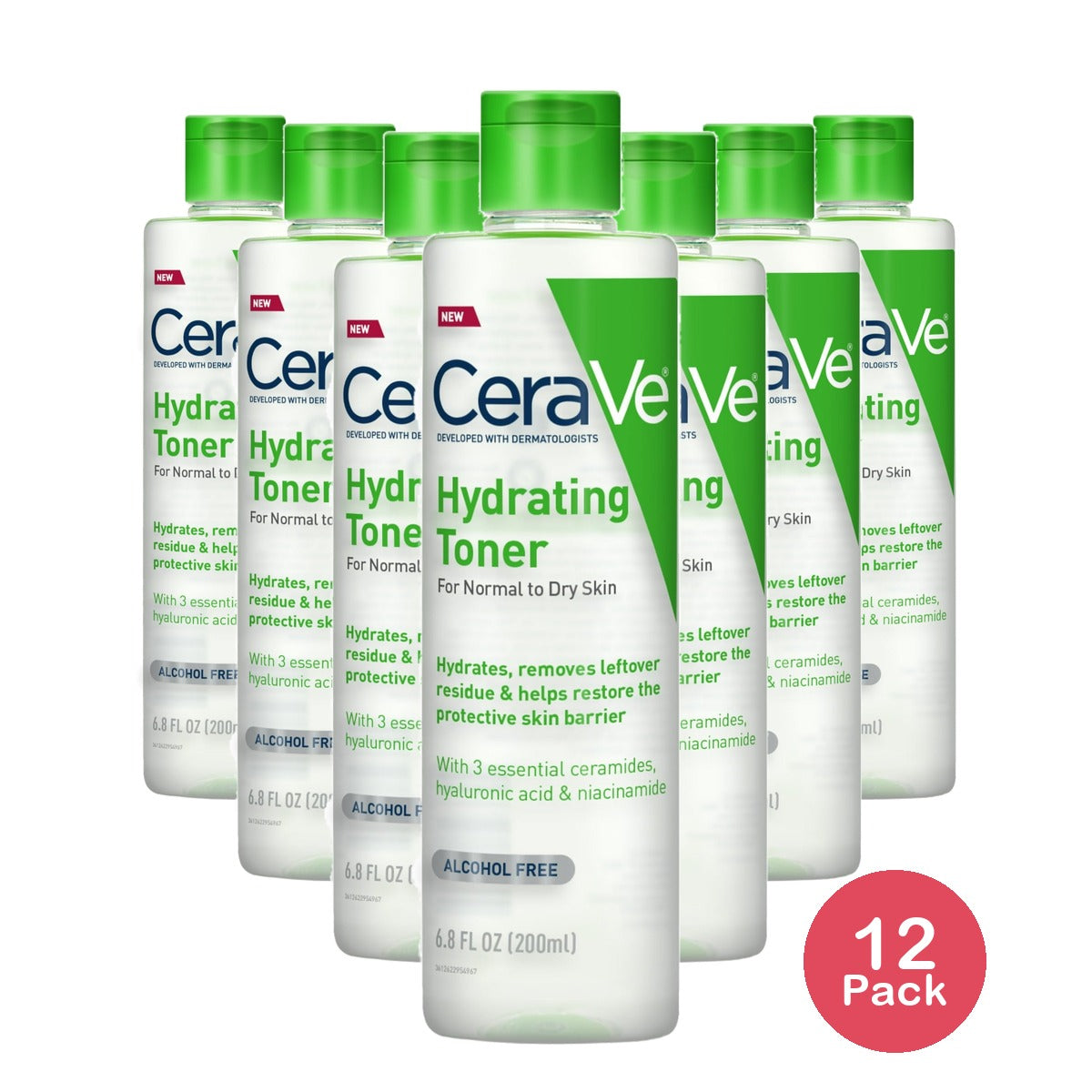 CeraVe Hydrating Facial Toner, Alcohol Free Toner For Normal To Dry Skin 6.8 Fl Oz (Pack Of 12)
