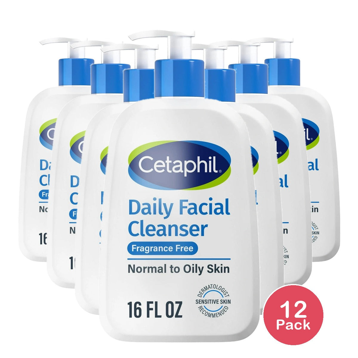 Cetaphil Daily Face Cleanser Fragrance Free - Unscented 16 OZ(Pack of 12)