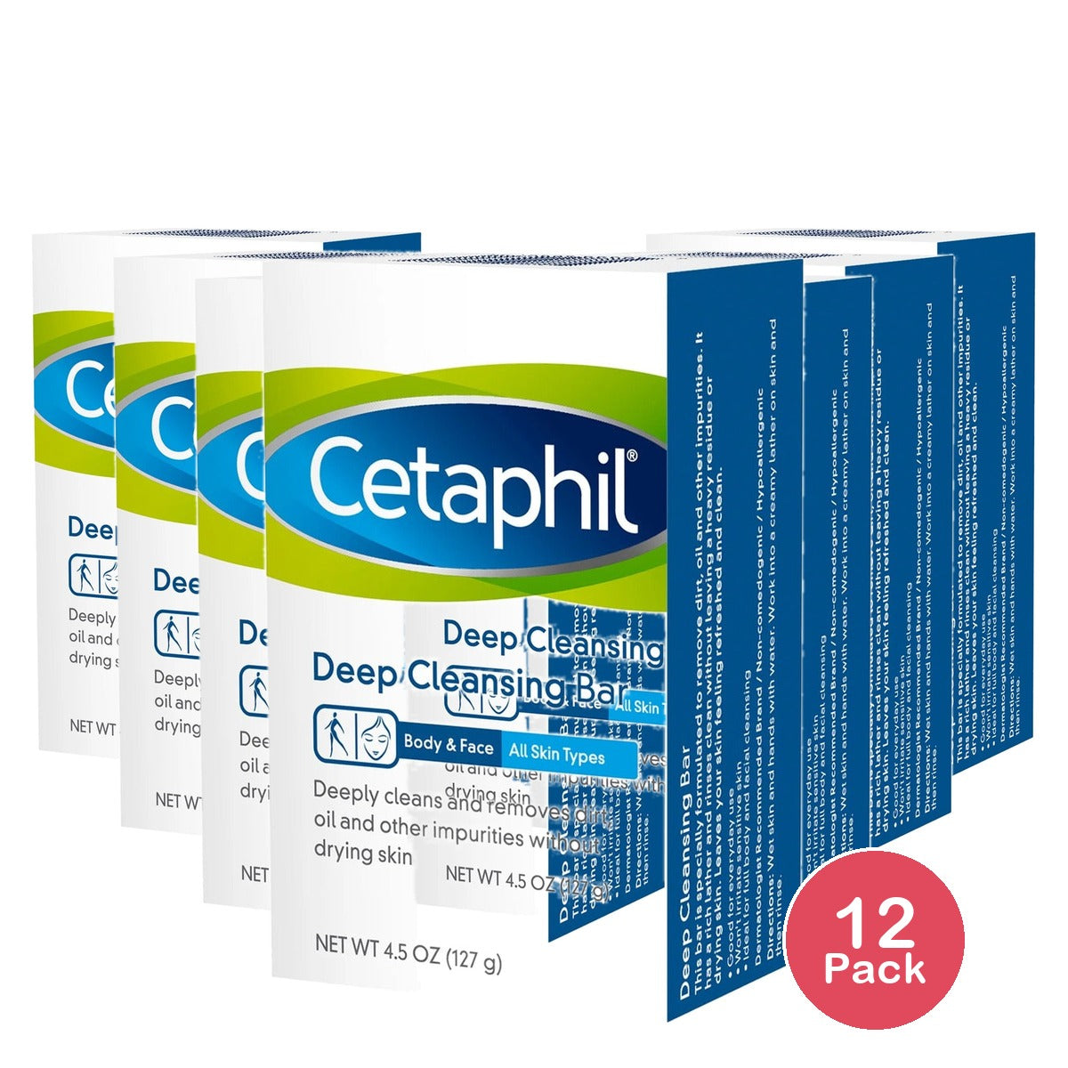 Cetaphil Deep Cleansing Bar 4.5 Oz (Pack of 12)