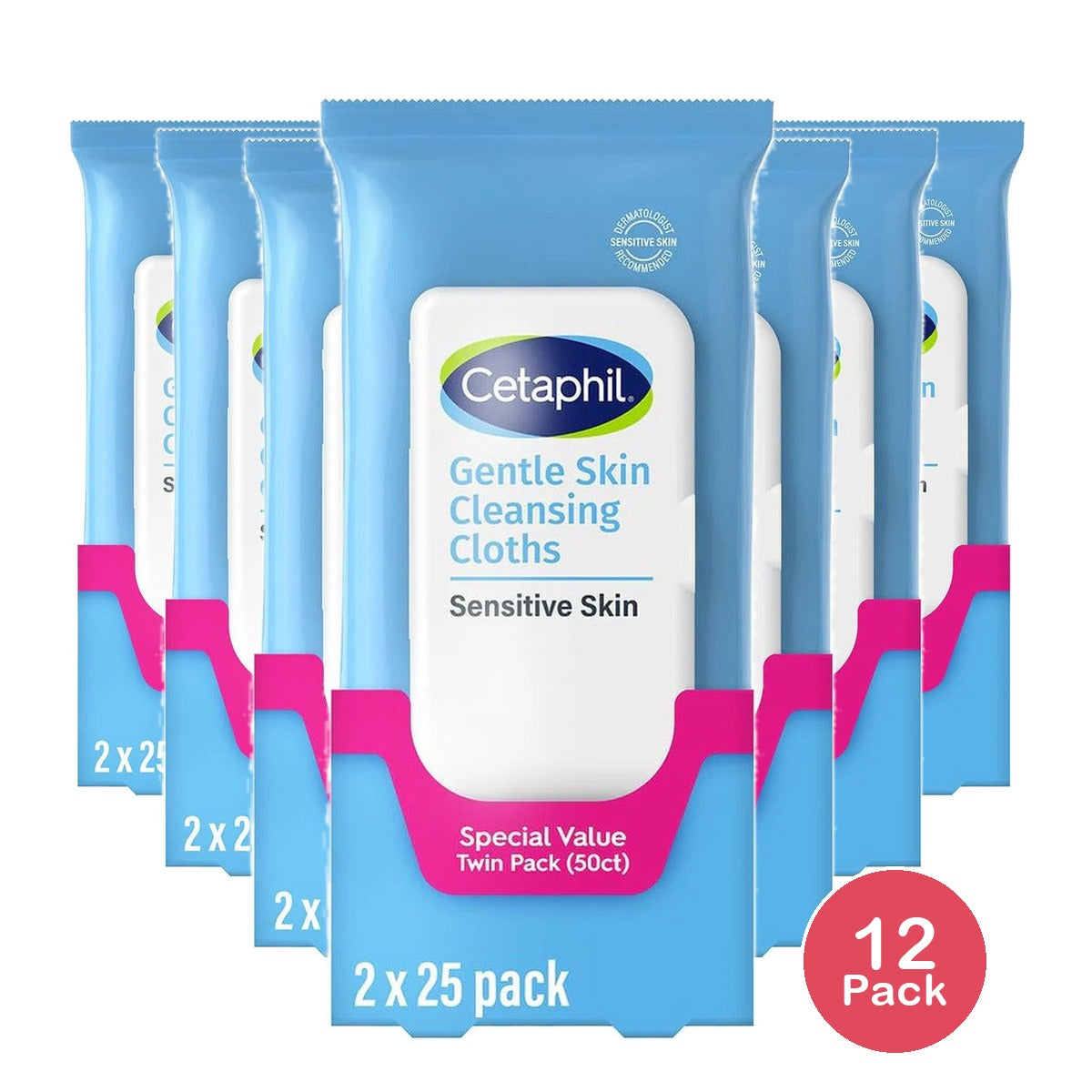 Cetaphil Gentle Skin Cleansing Cloths 50 Count (Pack of 12)