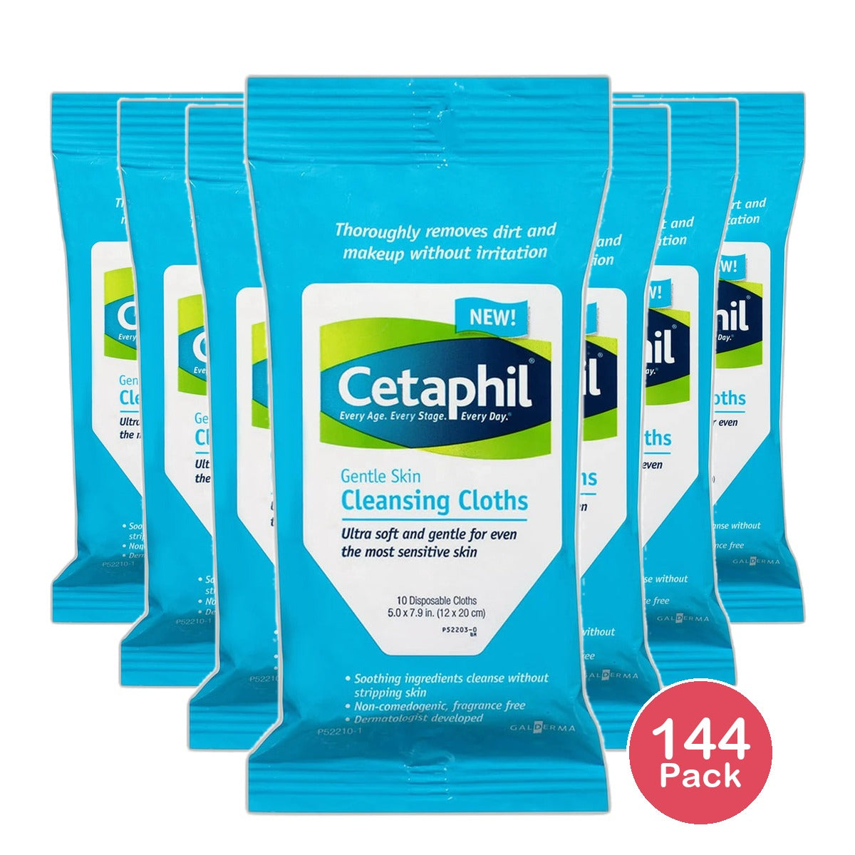 Cetaphil Gentle Skin Cleansing Cloths Sensitive Skin Fragrance Free 9.59oz (Pack of 144)
