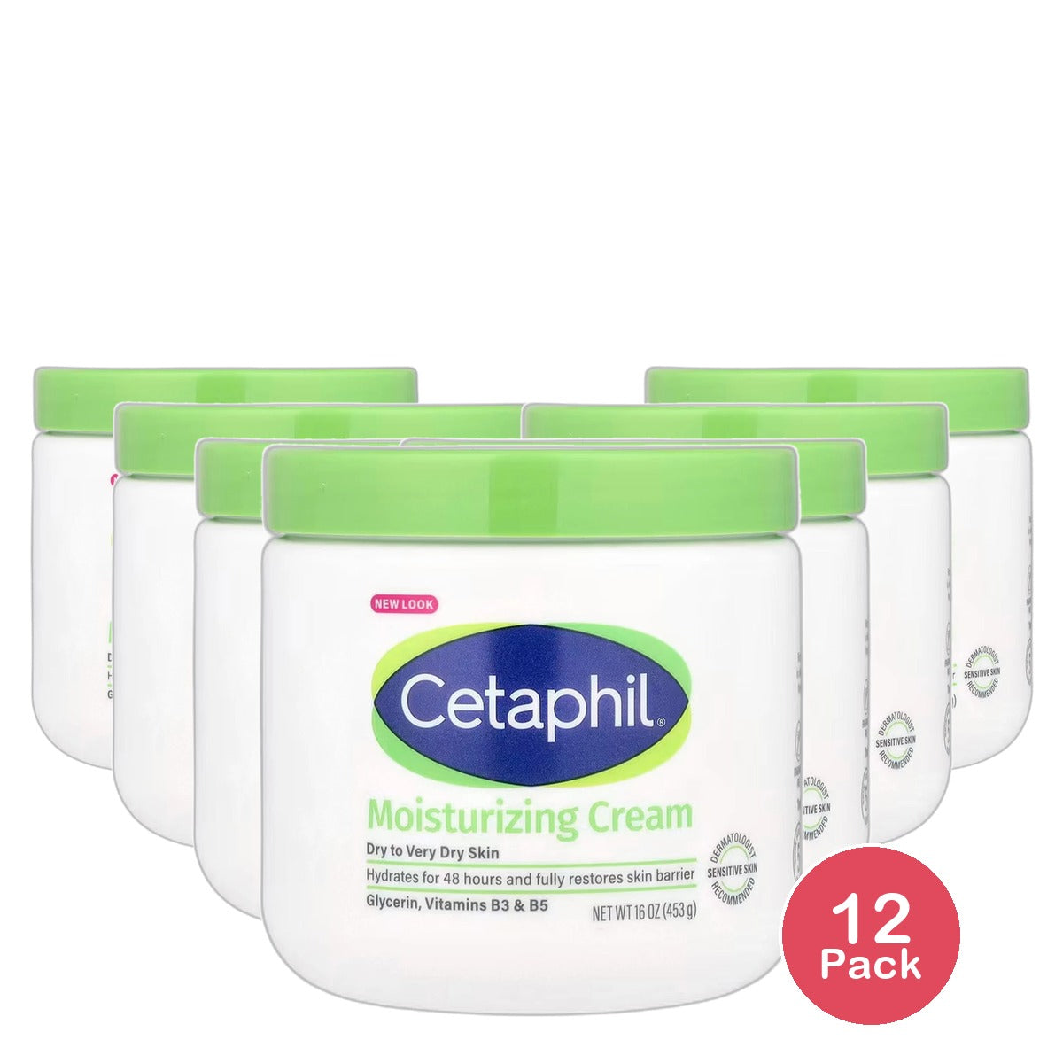 Cetaphil Hydrating Moisturizing Cream for Dry to Very Dry Sensitive Skin 16Oz (Pack of 12)