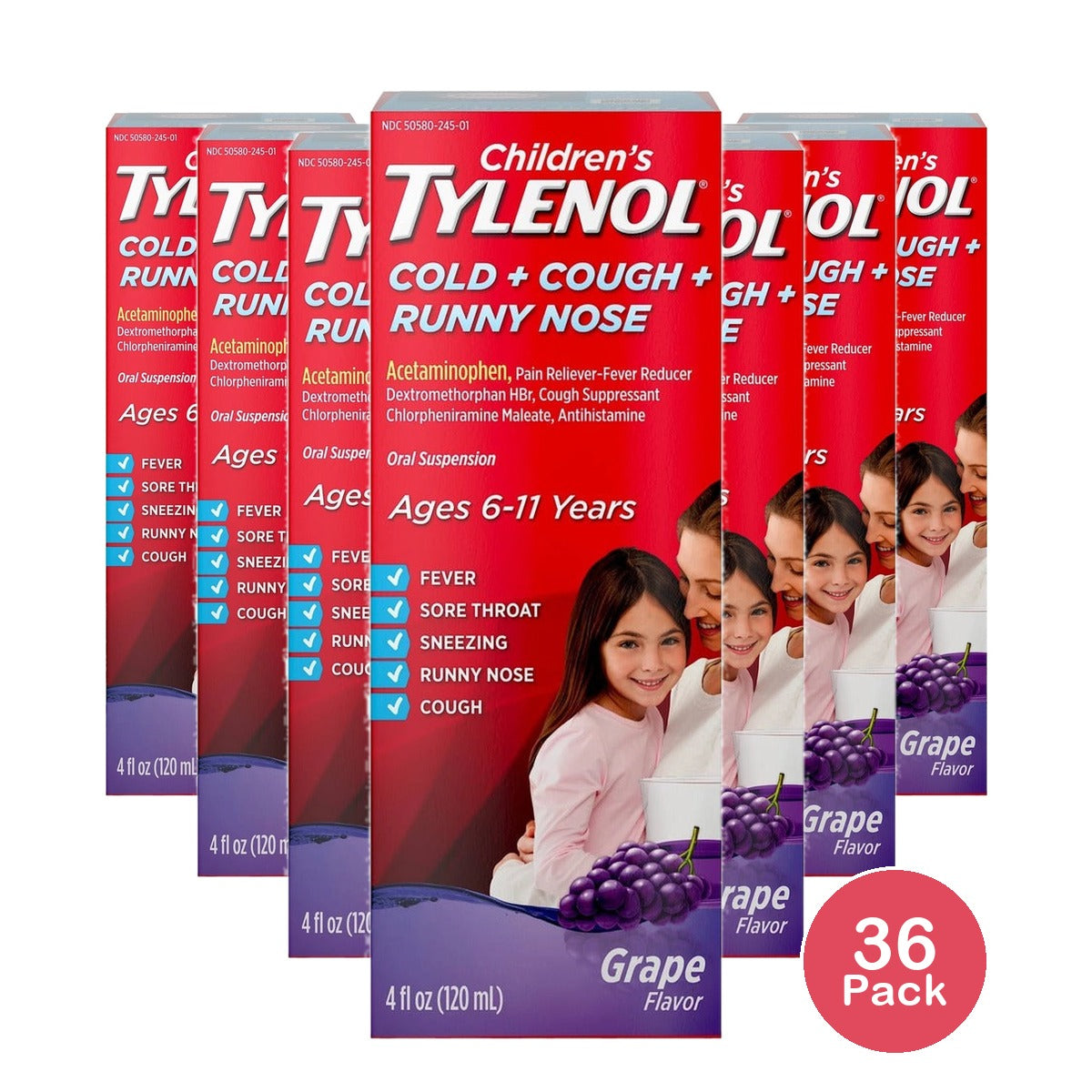 Childrens TYLENOL Cold Plus Cough Plus Runny Nose 4 Oz (Pack of 36)