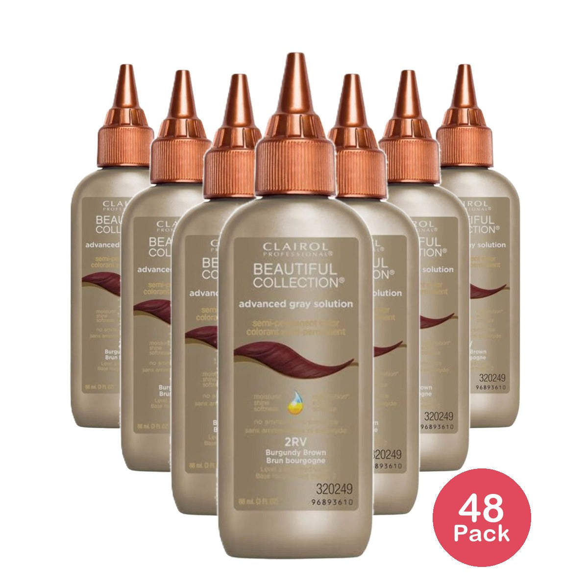 Clairol Advanced Gray Semi-Permanent Color 2RV Burgundy Brown 3 Oz (Pack of 48)