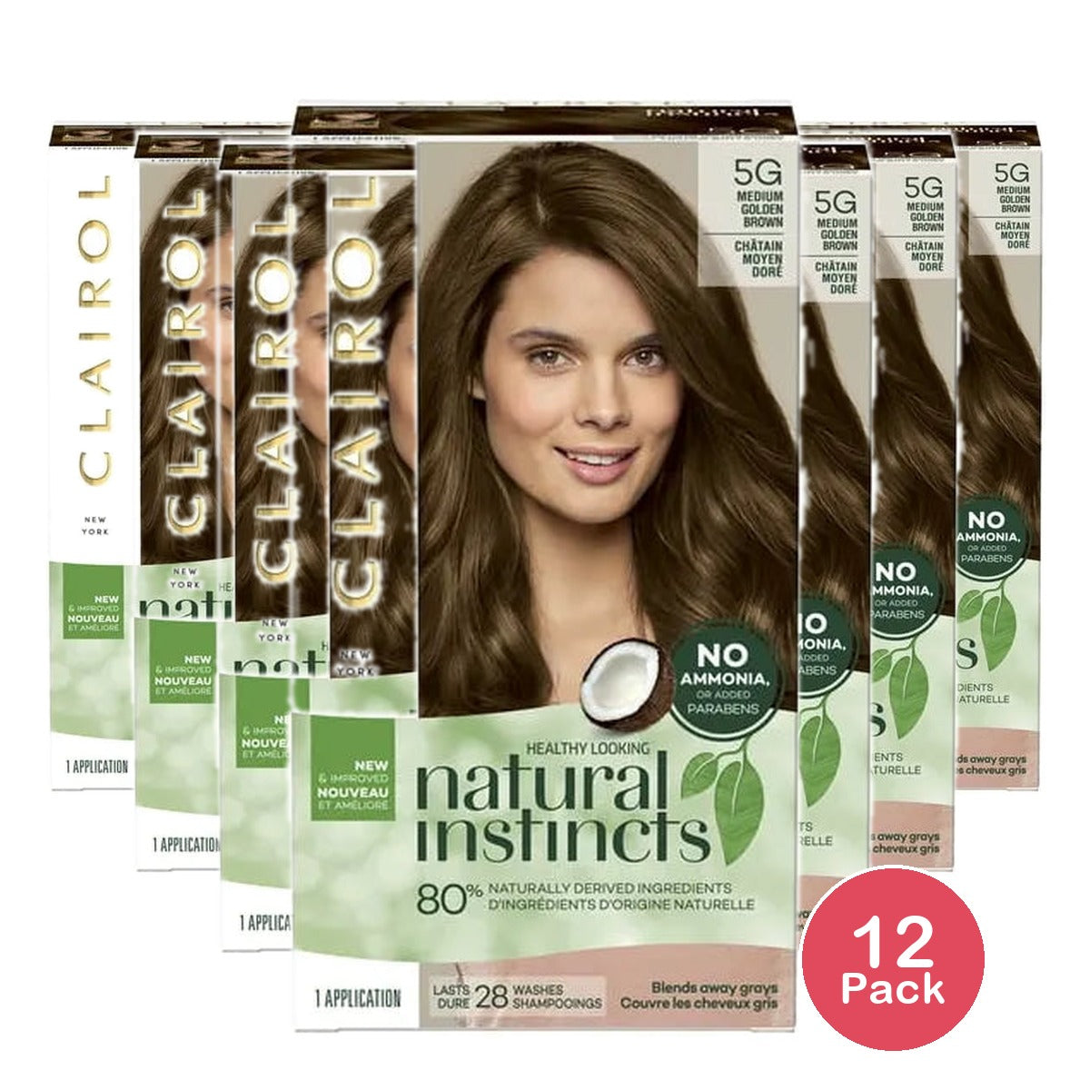 Clairol Natural Instincts Demi Permanent Hair Color 5G Medium Golden Brown 5.85Oz (Pack of 12)