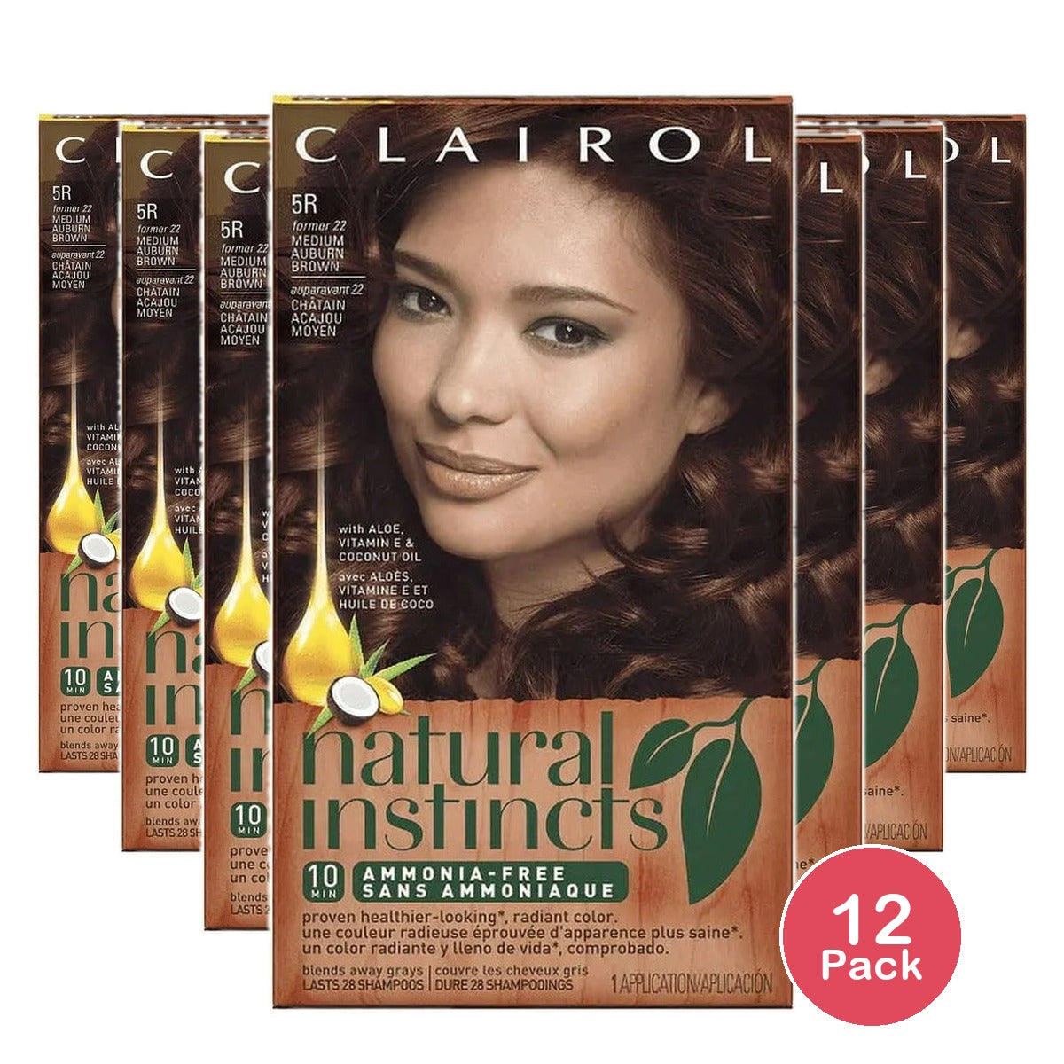 Clairol Natural Instincts Demi Permanent Hair Color Creme 5R Medium Auburn 1 Ea 1.6 Oz (Pack of 12)