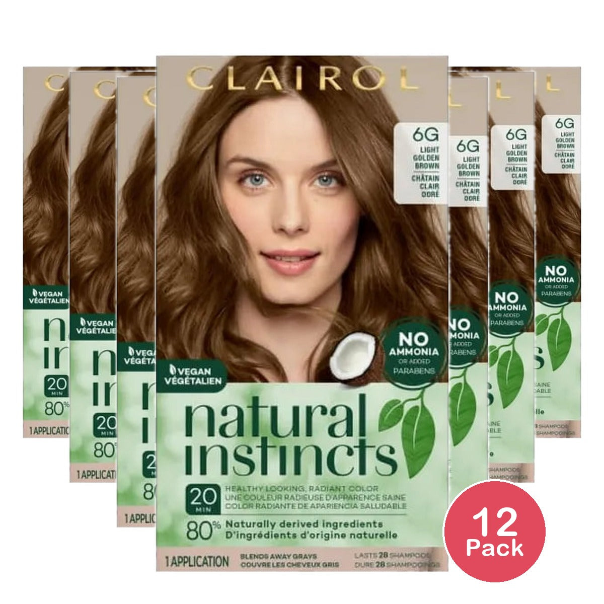 Clairol Natural Instincts Hair Color 6G Light Golden Brown 5.85Oz (Pack of 12)