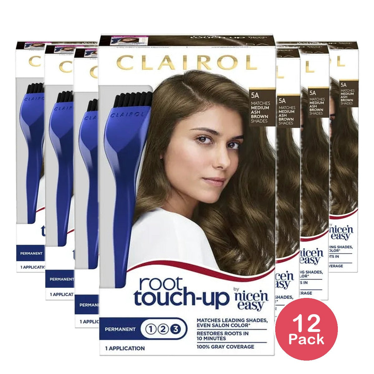 Clairol Nice & Easy Root Touch Up Permanent Hair Color 5A Medium Ash Brown 1.1Oz (Pack Of 12)