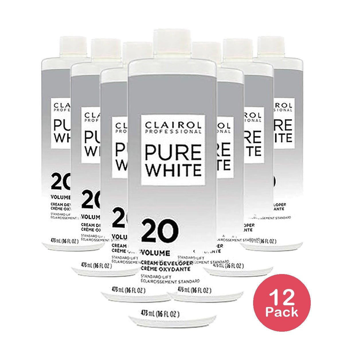 Clairol Pure White 20 Volume Creme Developer 16 Oz (Pack of 12)