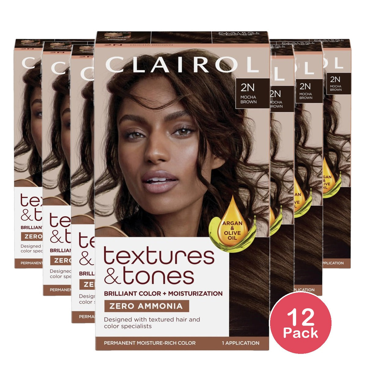 Clairol Textures and Tones 2N Dark Brown Hair Color (Pack of 12)