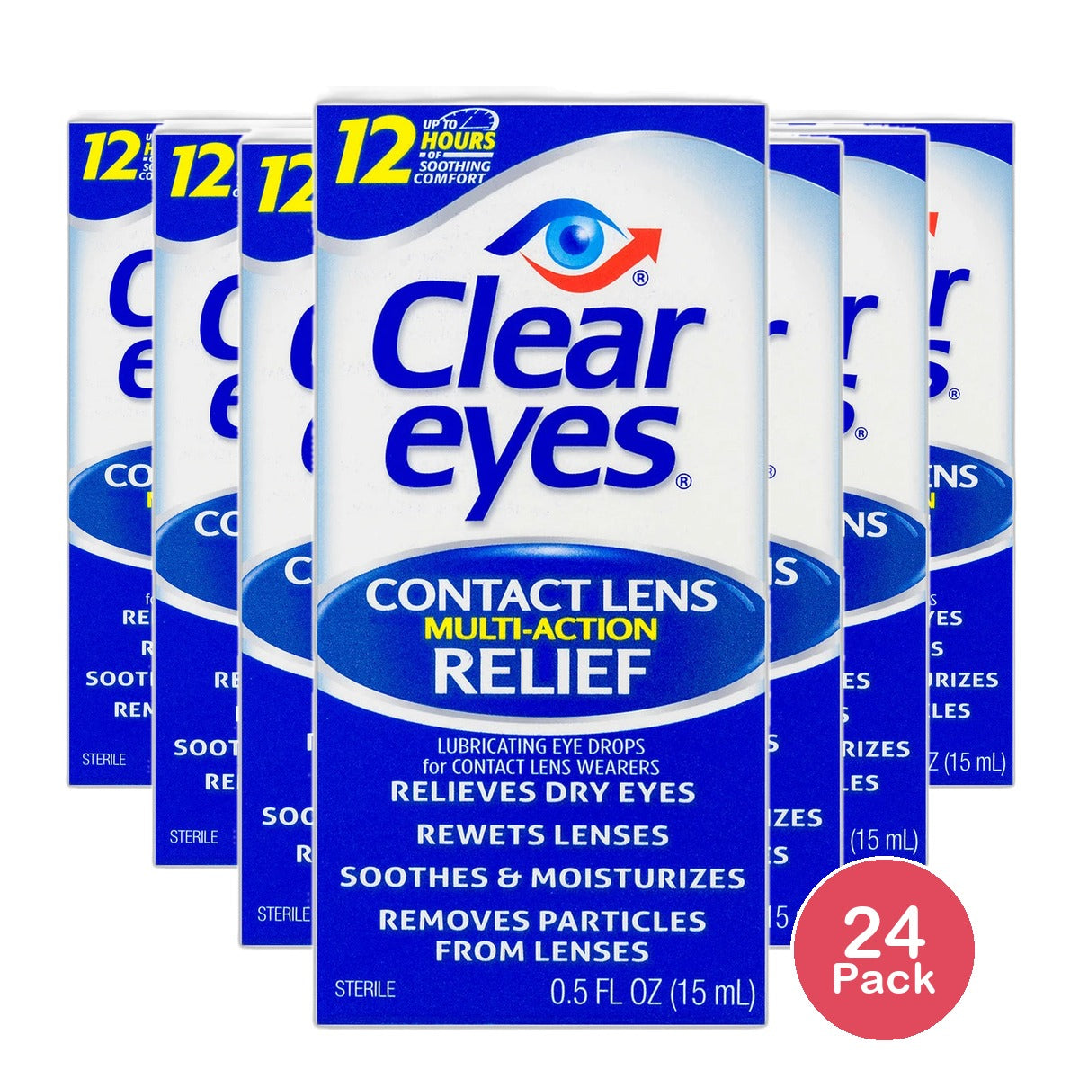 Clear Eyes Clear Contact Lens Relief Eye Drops0.5Oz (Pack Of 24)