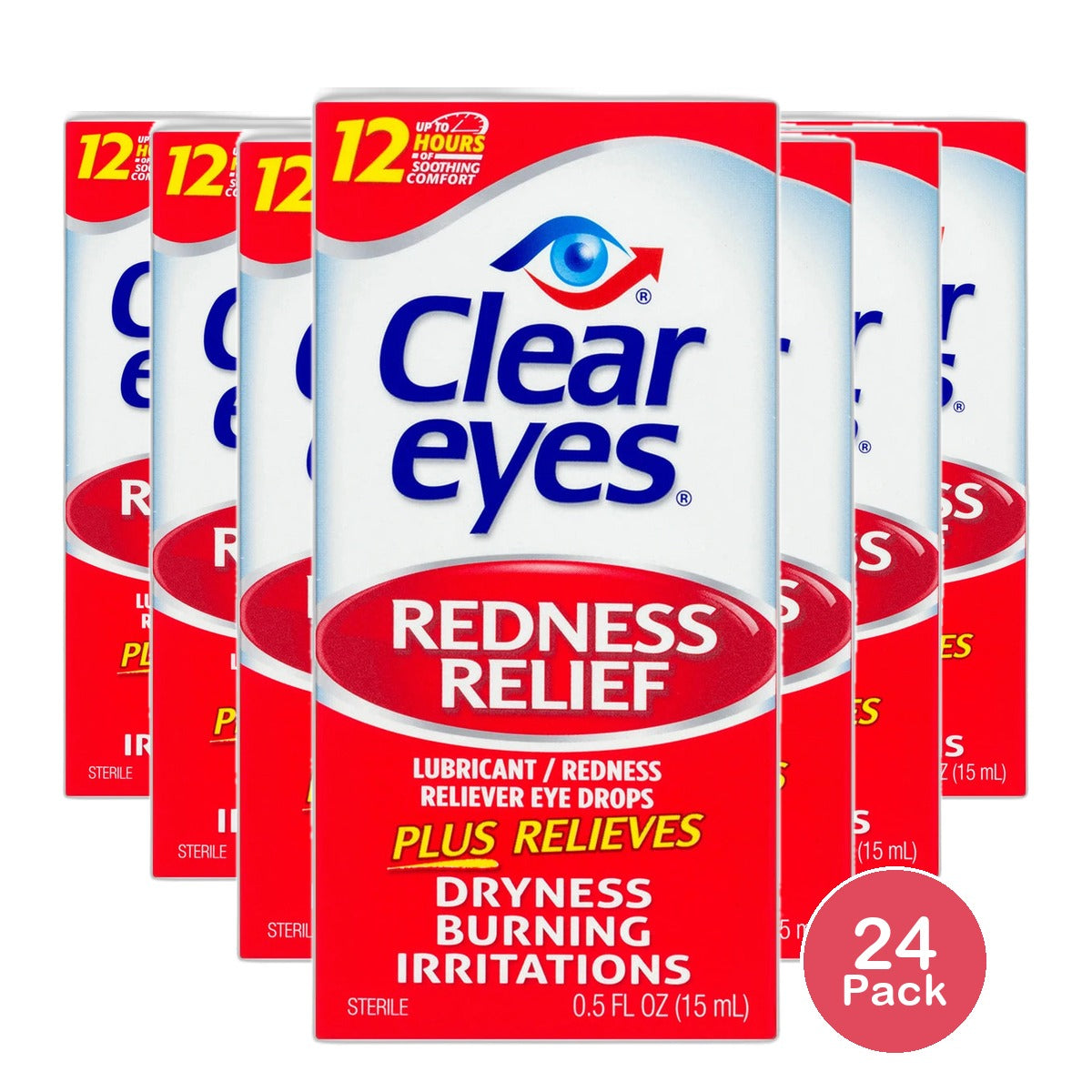 Clear Eyes Redness Relief Eye Drops 0.5Oz (Pack of 36)