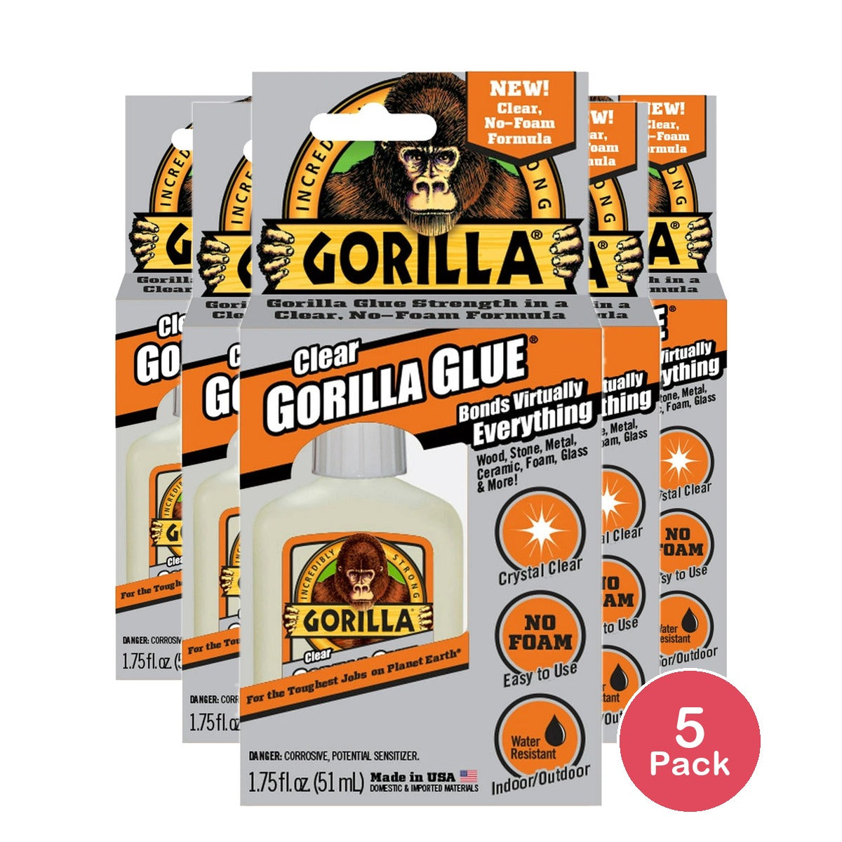 Clear Gorilla Glue 1.75 Oz(Pack Of 5)