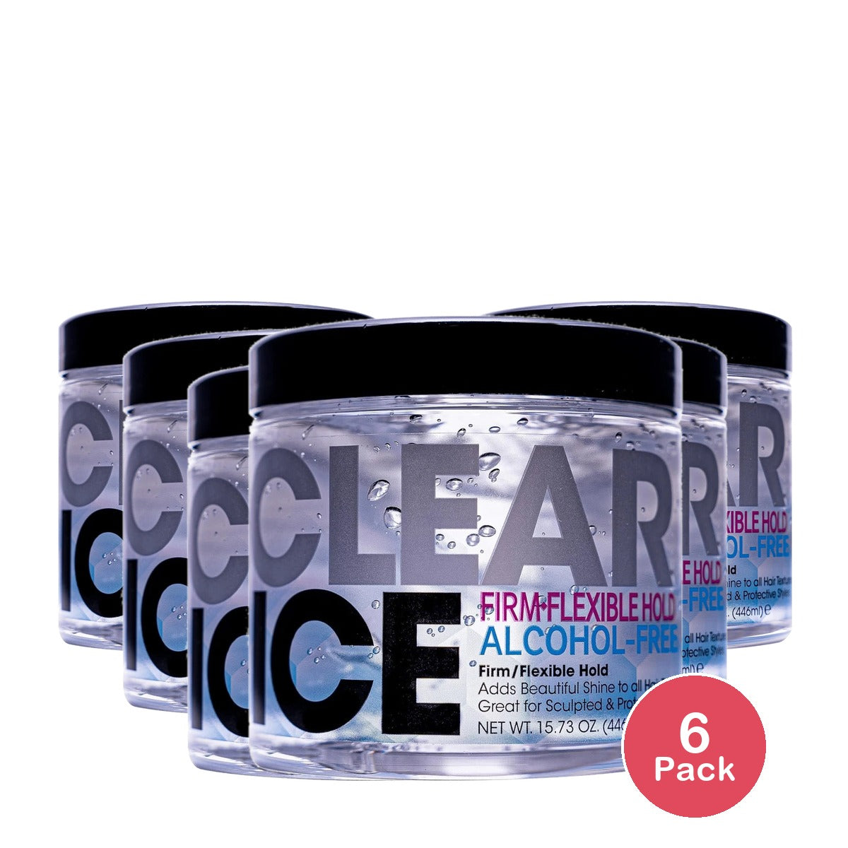 Clear Ice Firm-Flexible Hold Alcohol-Free Gel (15 Oz) By Ampro 40832 Hair Stylin 15.73oz (Pack of 6)