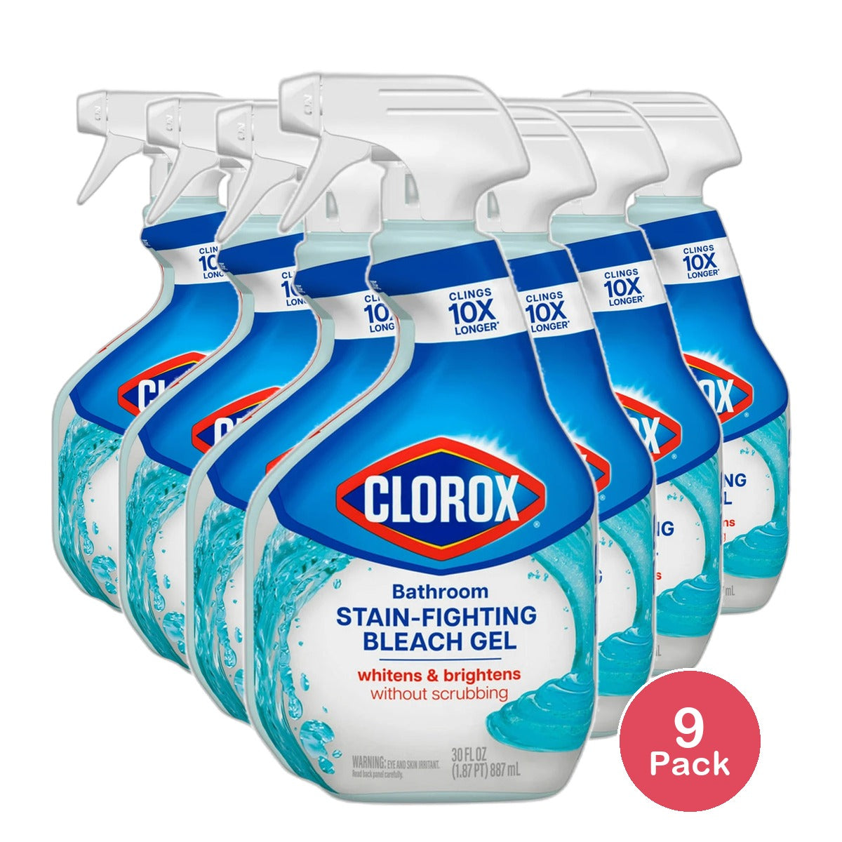 Clorox Bathroom Bleach Gel Multi Surface Cleaner Spray 30Oz (Pack of 9)