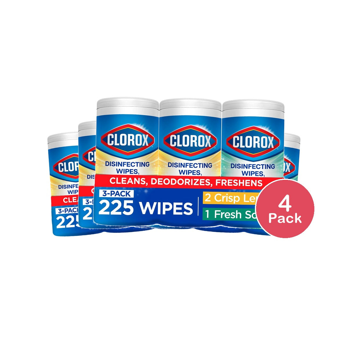 Clorox Disinfecting Wipes Lemon/Fresh 75 Count (Pack of 4)