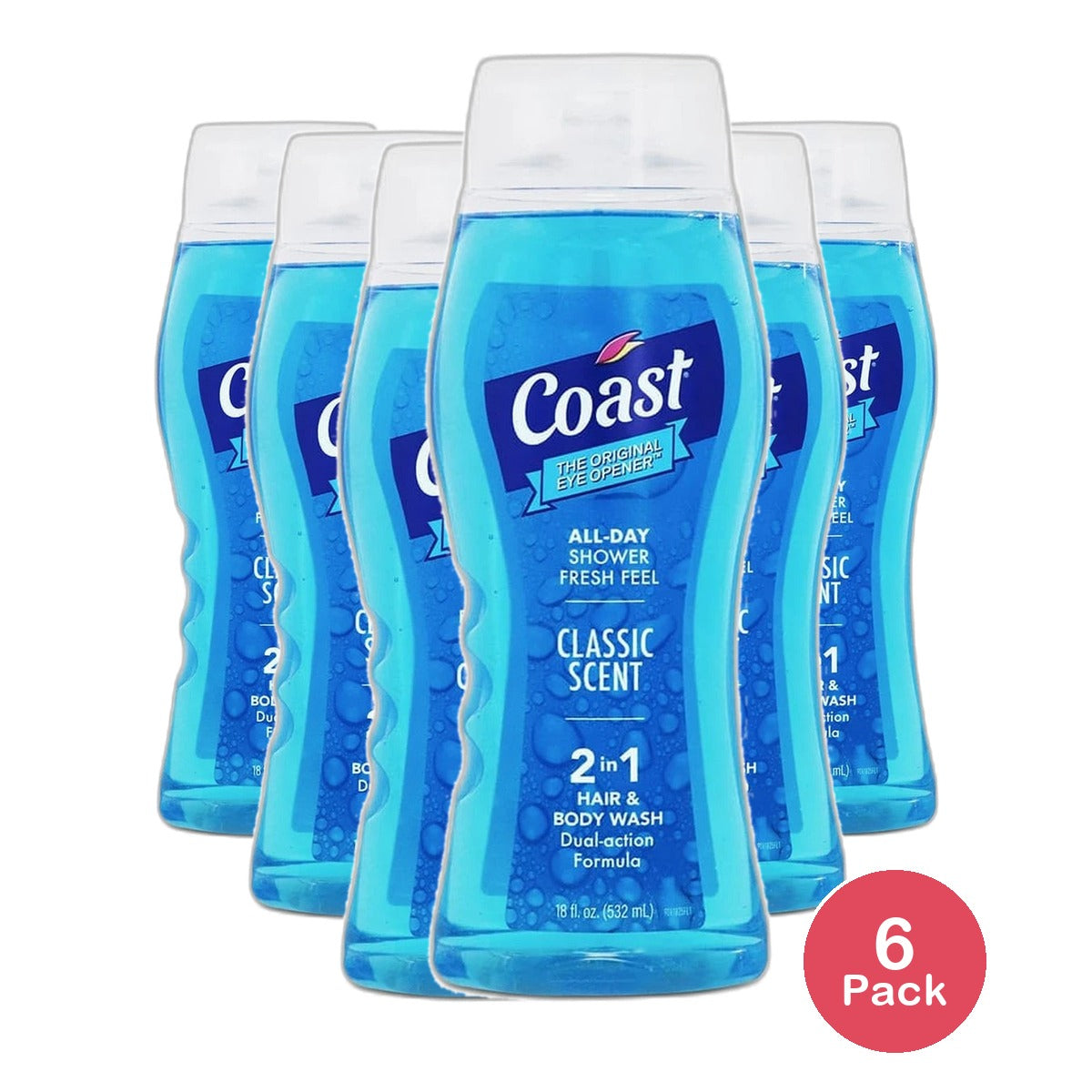 Coast Classic Scent Hair & Body Wash 18Oz (Pack of 6)