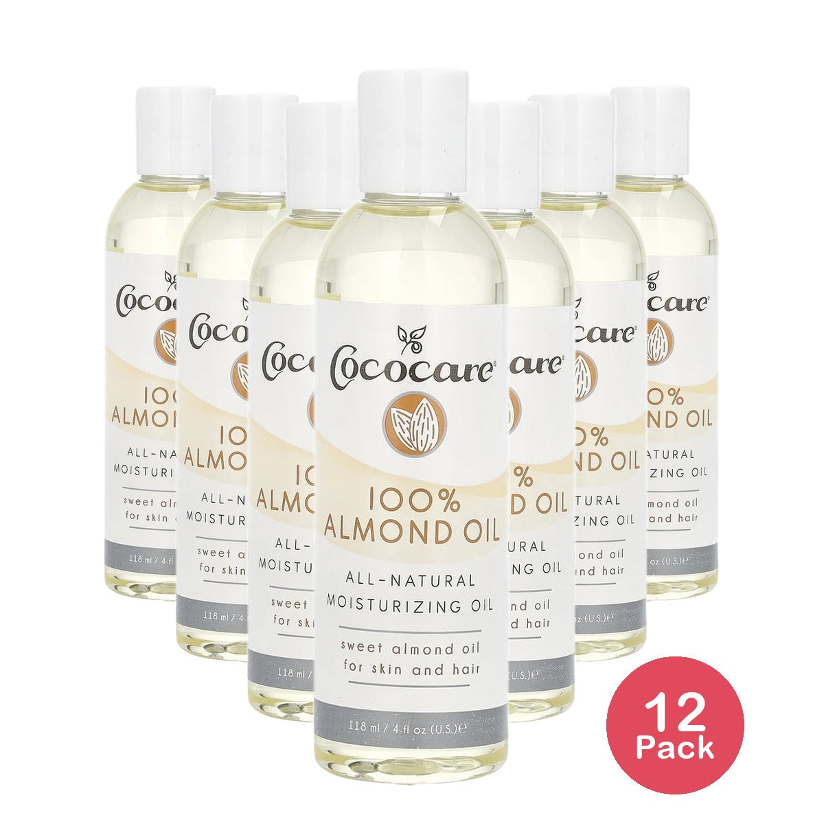 Cococare 100% Almond Oil 4 fl oz (118 ml) (Pack of 12)