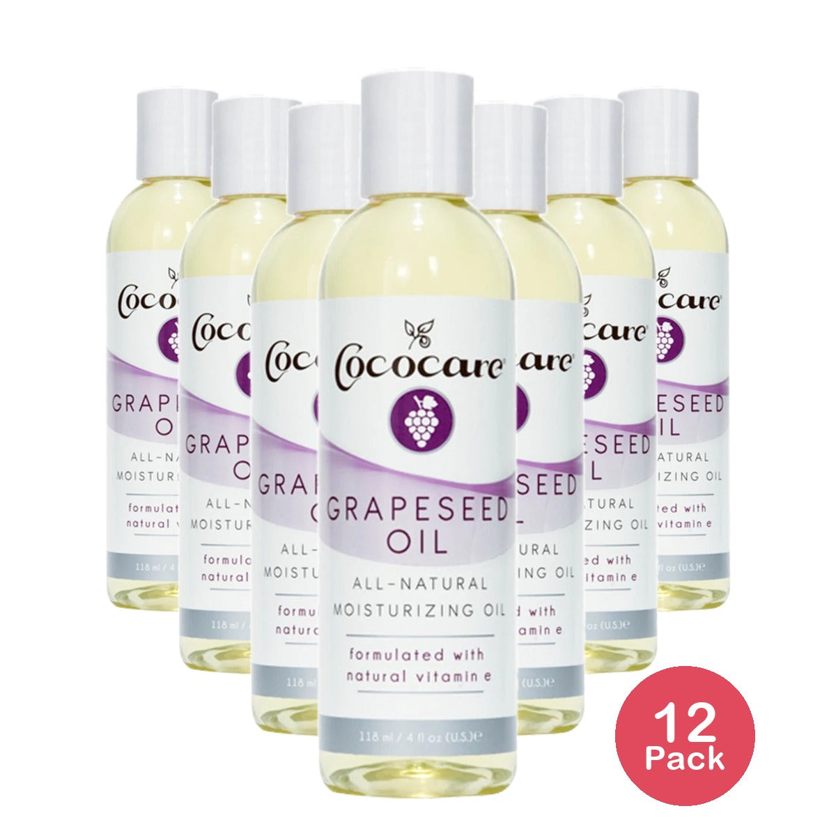 Cococare Natural Grapeseed Oil Infused with Vitamin E 4 Oz (Pack of 12)
