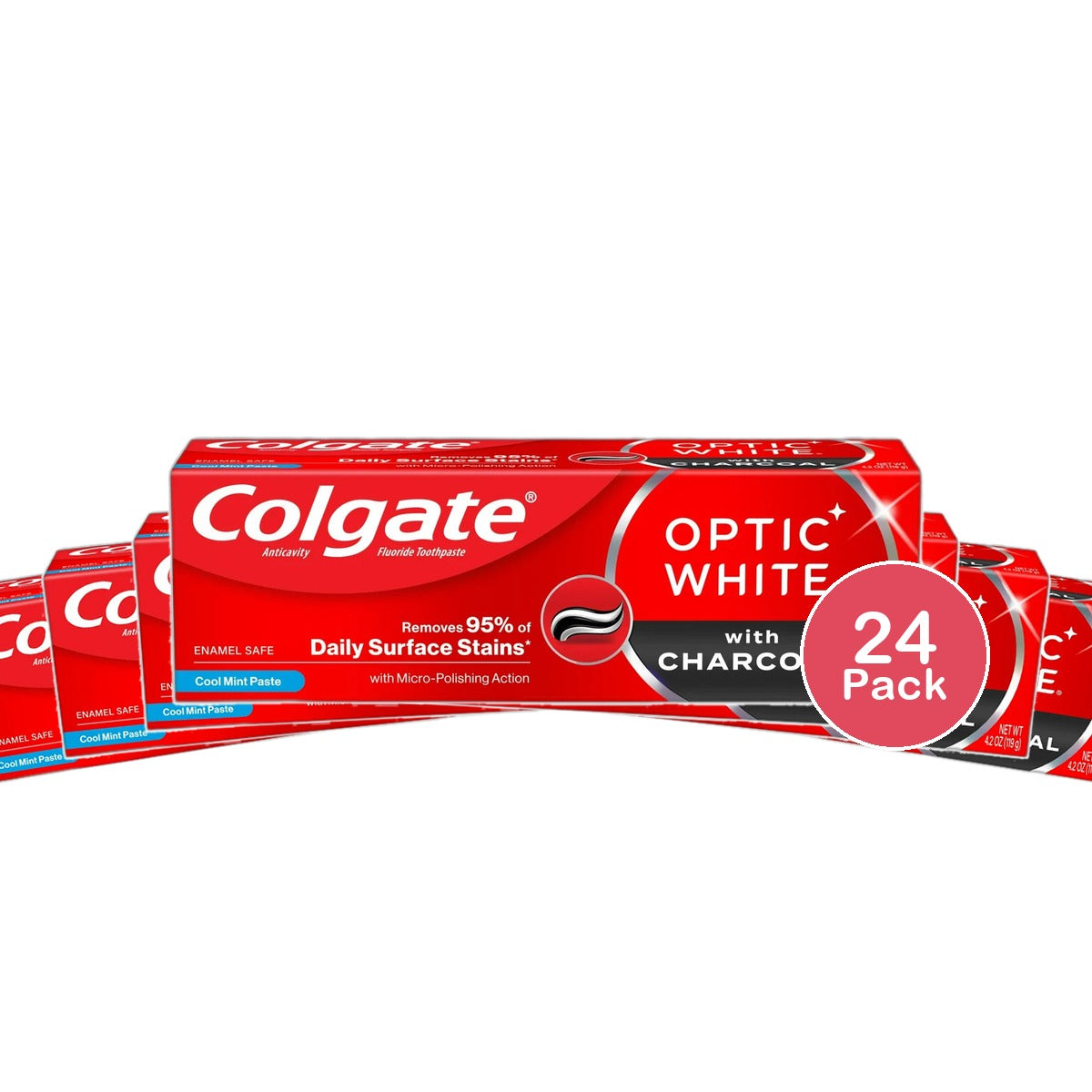 Colgate Optic White with Charcoal Cool Mint Toothpaste 4.2Oz (Pack of 24)