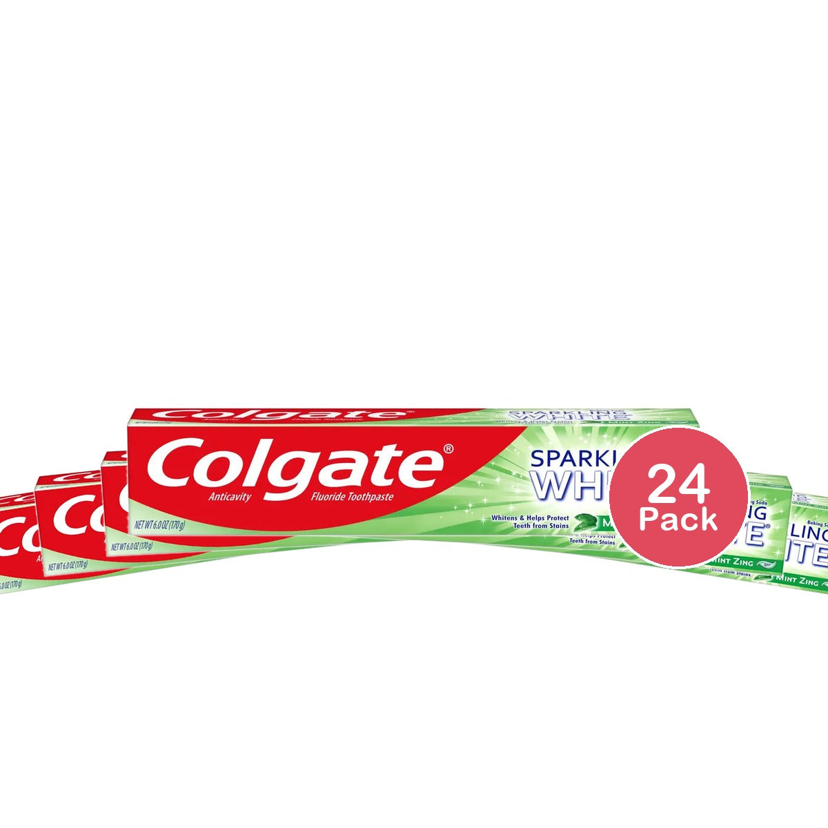 Colgate Sparkling White Fluoride Toothpaste With Baking Soda Mint Zing 6Oz (Pack of 24)
