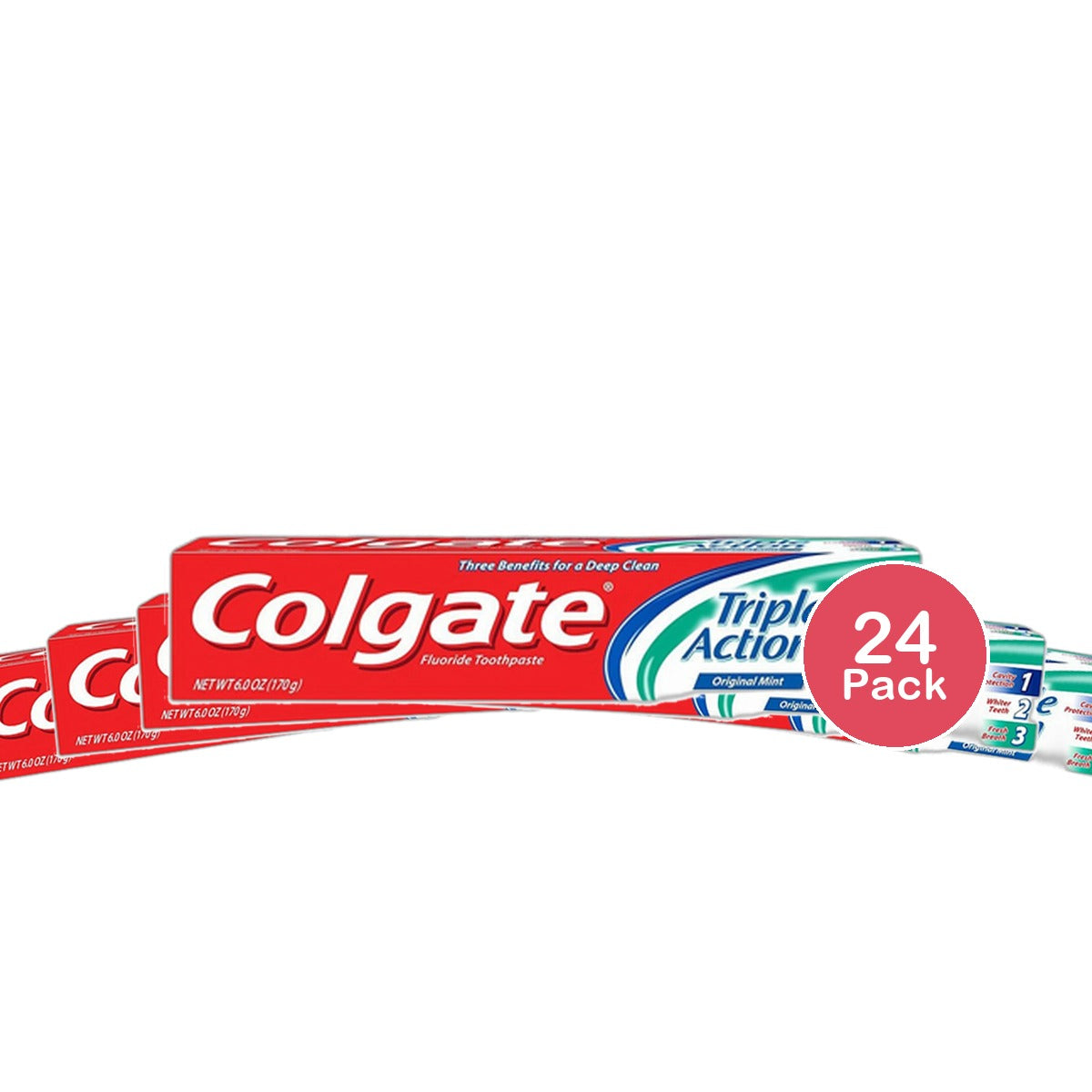 Colgate Triple Action Flouride Toothpaste Original Mint 6Oz (Pack of 24)