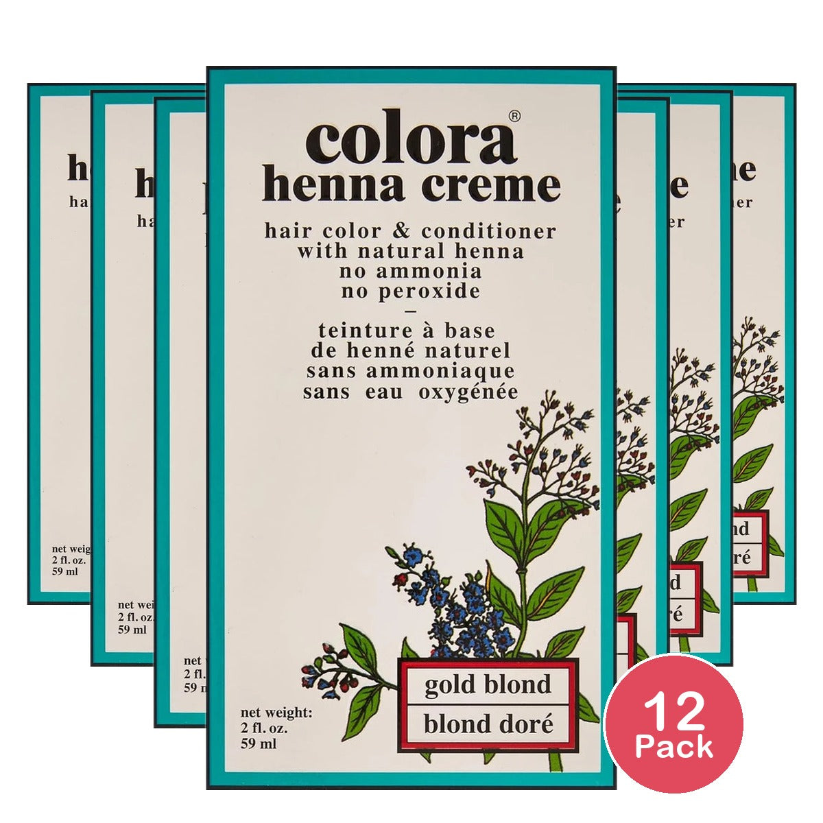 Colora Henna Creme Hair Color Gold Blond 2 oz (Pack of 12)