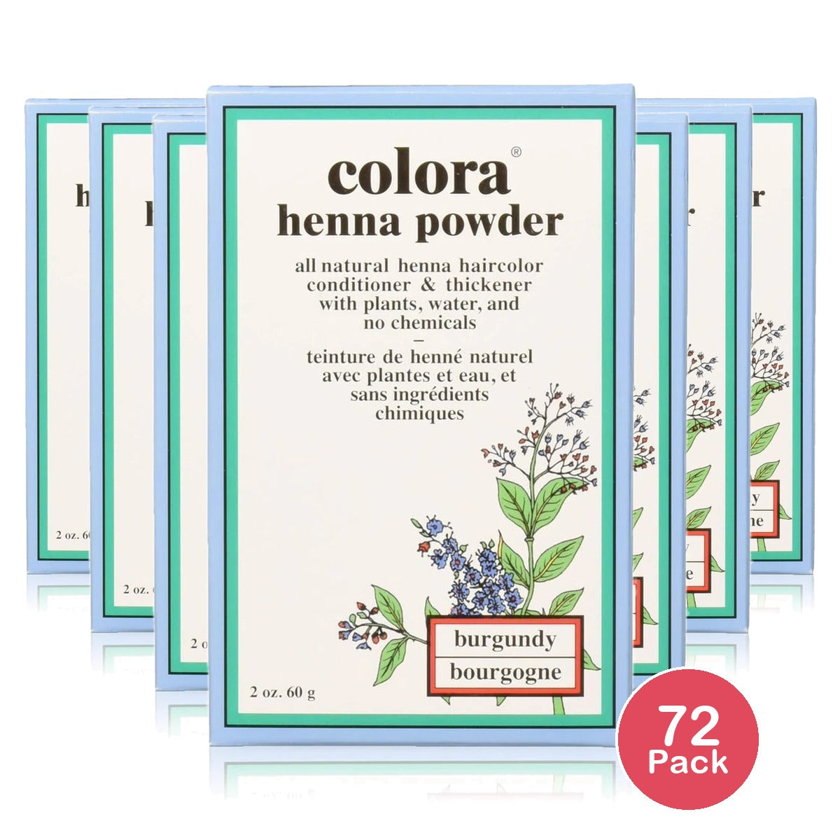 Colora Henna Powder - Natural Organic Haircolor ( Burgundy - 2 oz) (Pack of 72)