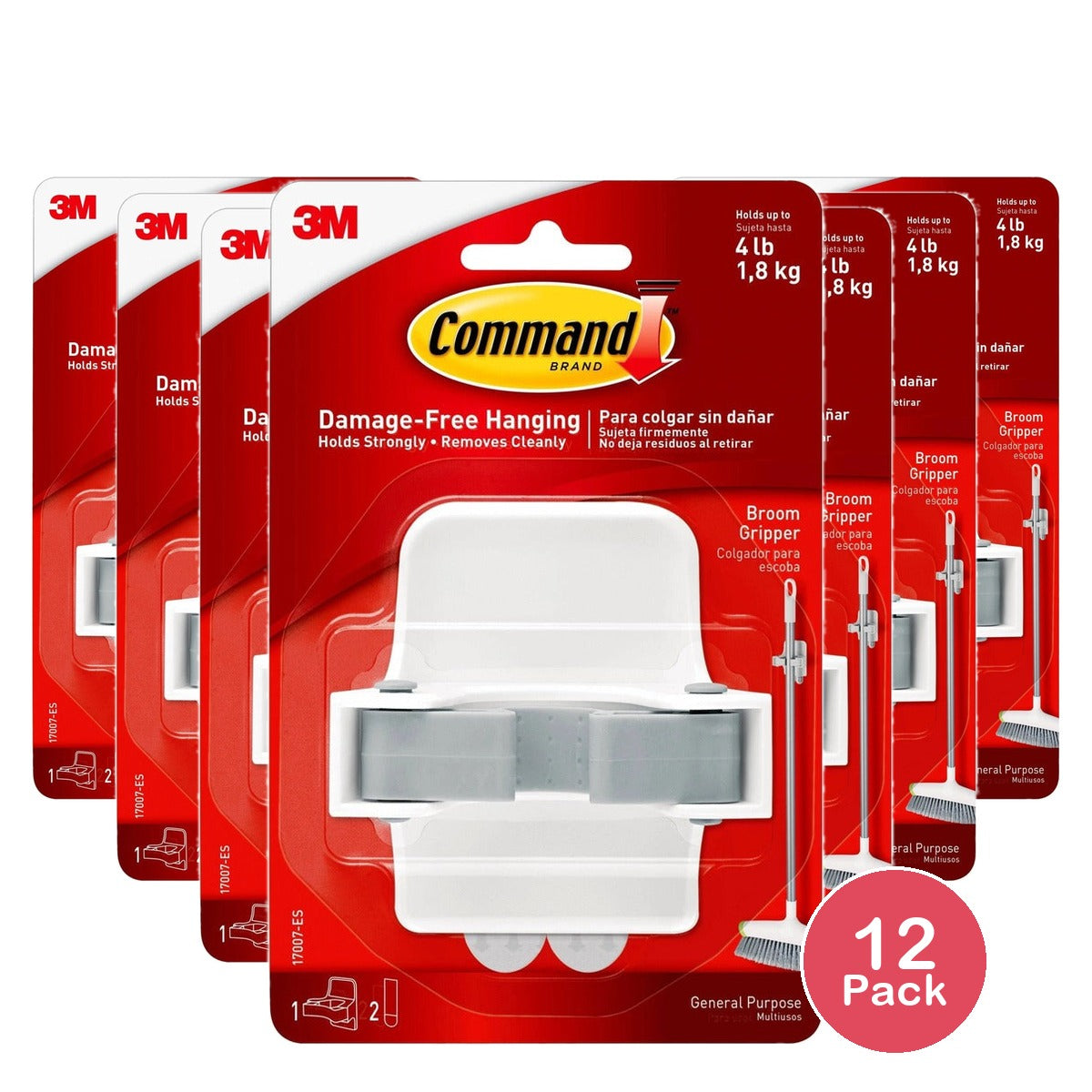 Command Broom and Mop Gripper White (Pack of 12)