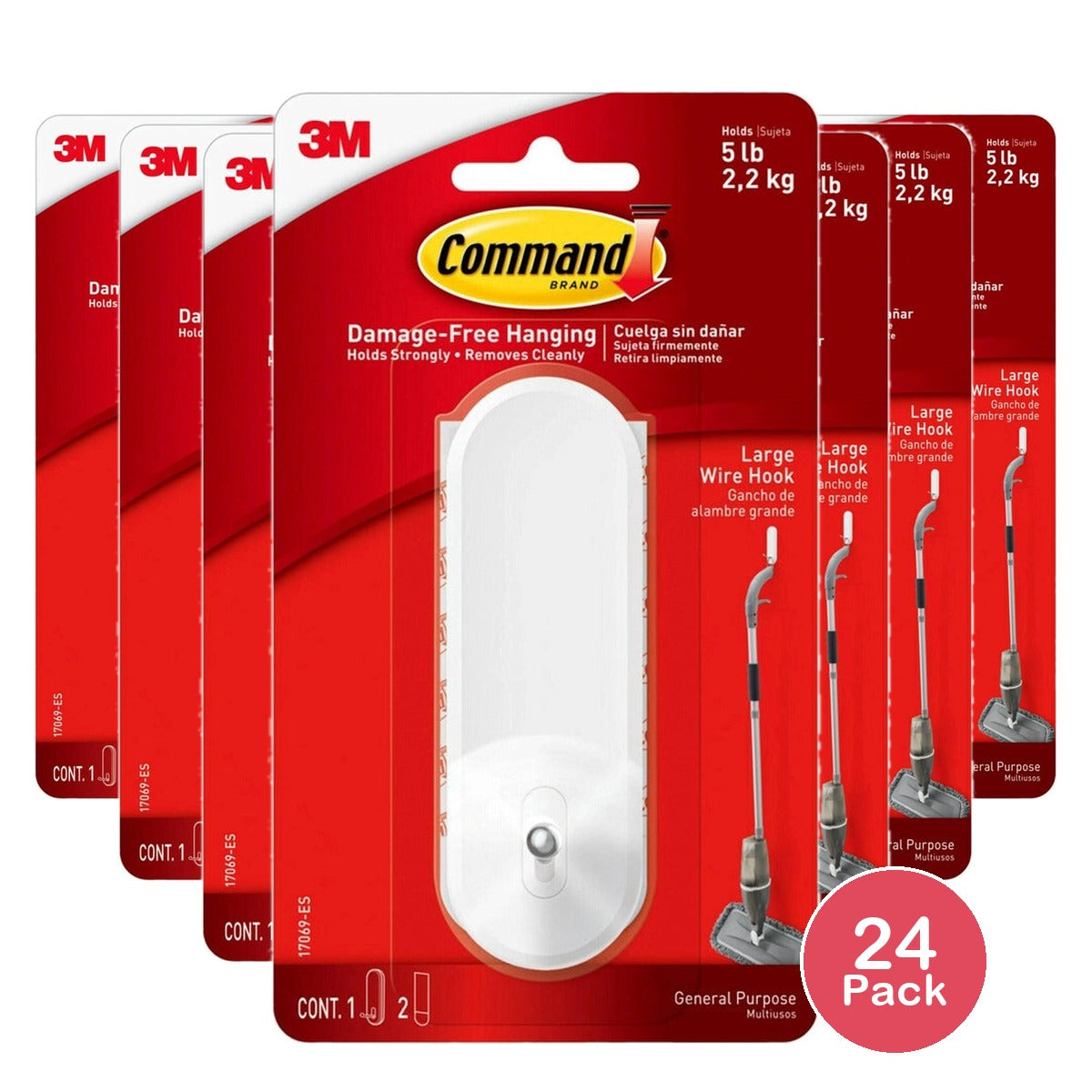 Command Wire Hook Large White (Pack of 24)