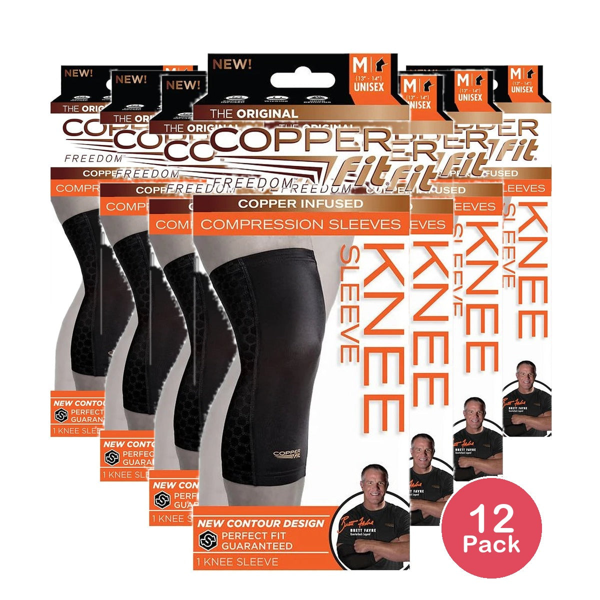 Copper Fit Freedom Compression Knee Sleeve to Help Increase Circulation, Reduce (Pack of 12)