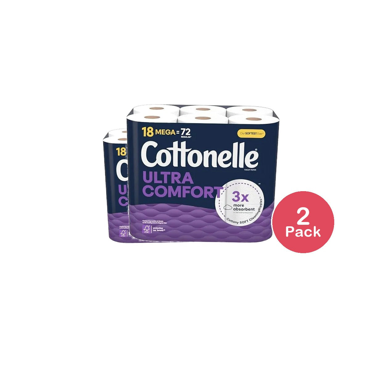 Cottonelle Comfort Care Mega Rolls 18 Count 85.6oz (Pack of 2)