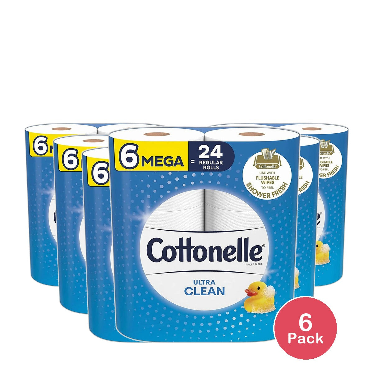 Cottonelle Ultra Clean Toilet Paper Mega Rolls 312 Sheets Per Roll 29.6Oz (Pack of 6)