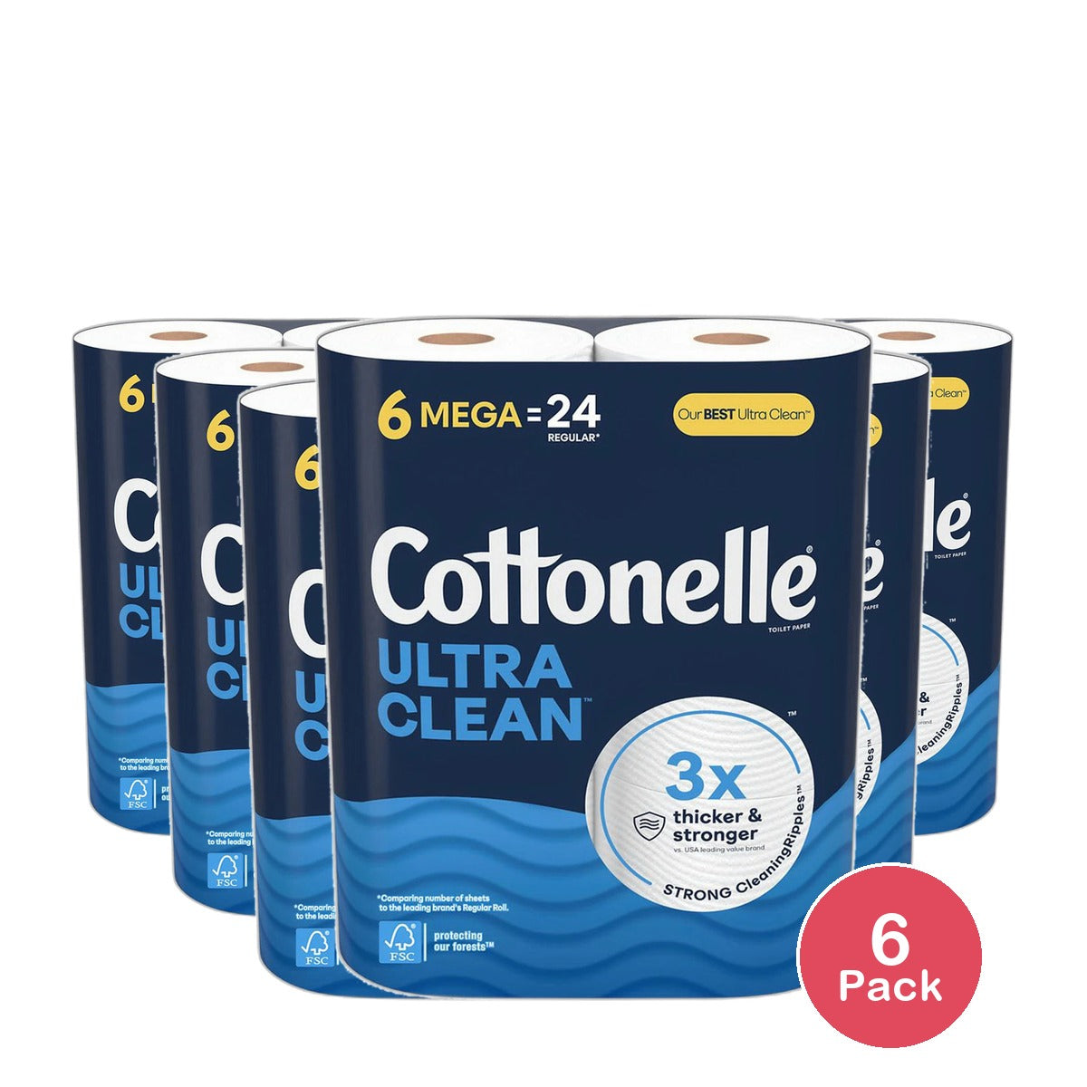 Cottonelle Ultra Comfort Care Clean Strong Toilet Paper 29.6Oz (Pack of 6)
