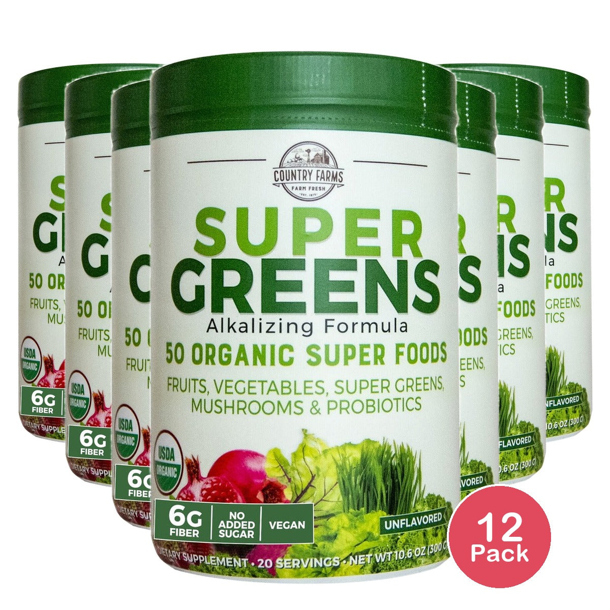 Country Farms Super Greens Drink Mix 10.6 Oz (Pack of 12)