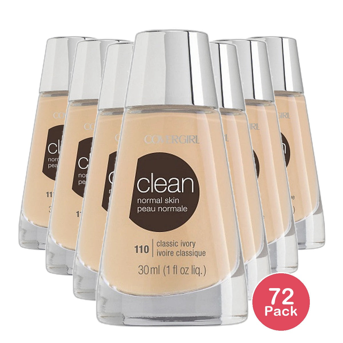 Cover Girl Clean Liquid Makeup Classic Ivory #110 1 fl Oz (Pack of 72)