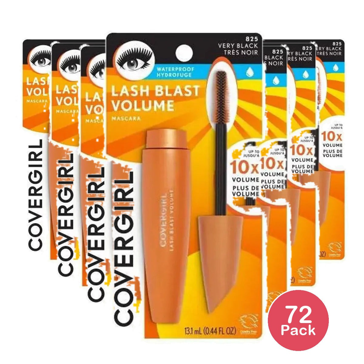 Cover Girl Lashblast Volume Waterproof Mascara Very Black #825 0.44Oz (Pack of 72)