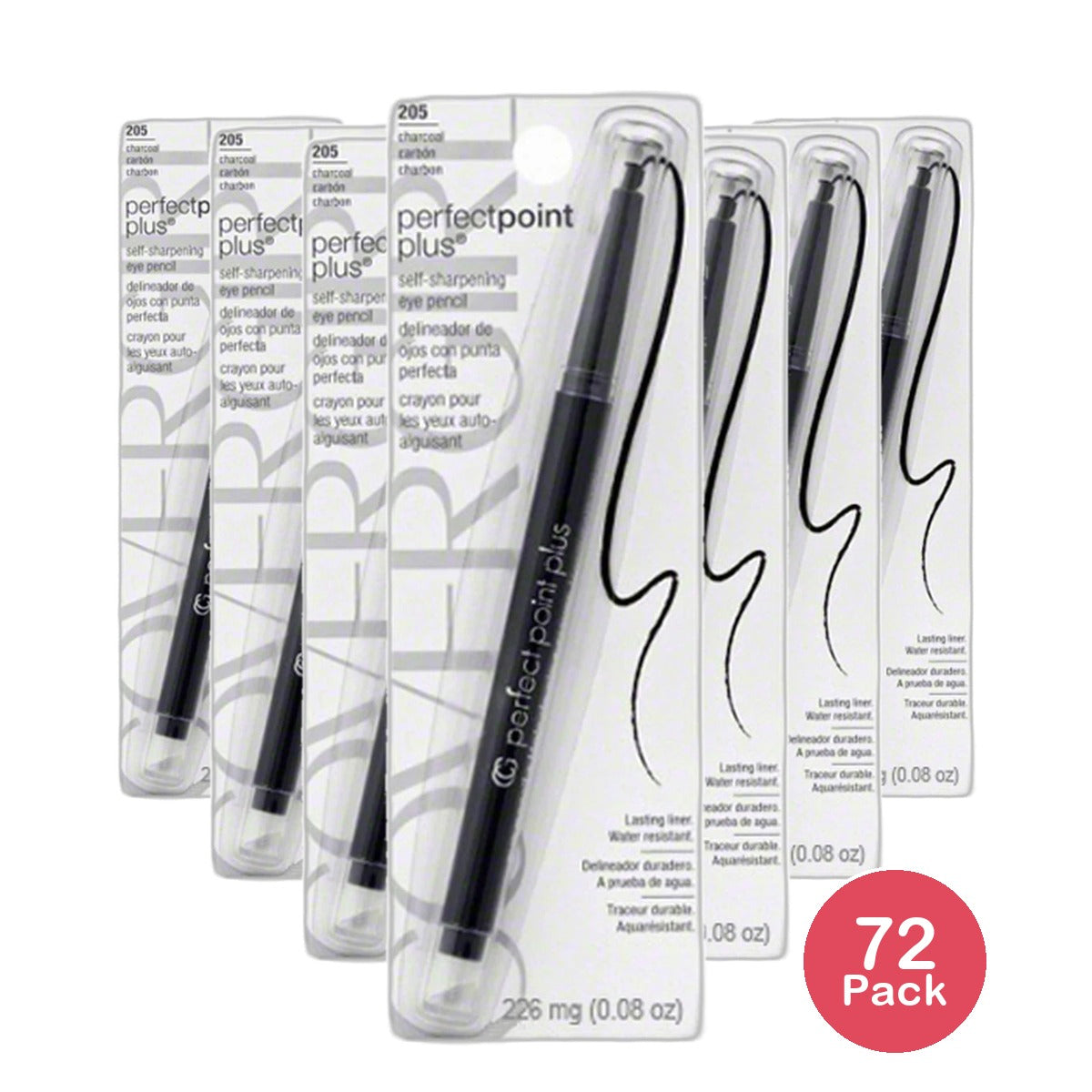 Cover Girl Perfect Point Plus Eyeliner Self Sharpening Eye Pencil Charcoal #205 0.08Oz (Pack Of 72)