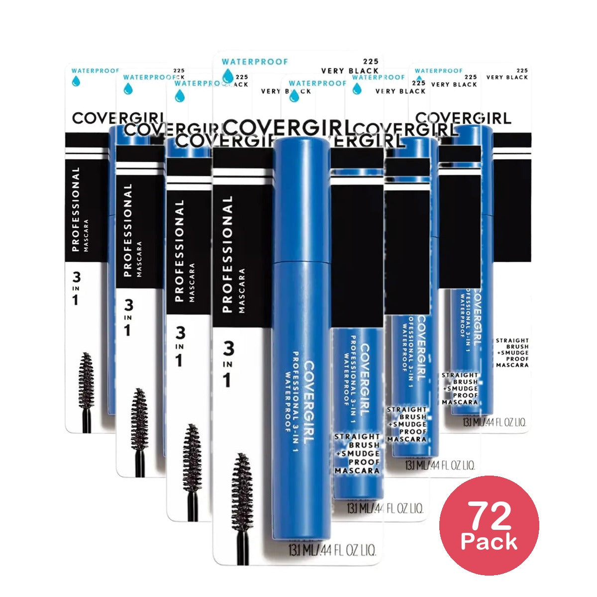Cover Girl Professional 3 In1 Waterproof Mascara Very Black #225 0.44Oz (Pack of 72)