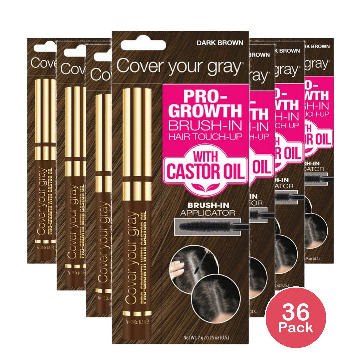 Cover Your Gray Brush-In Wand, Dark Brown, 0.25 oz (Pack of 36)