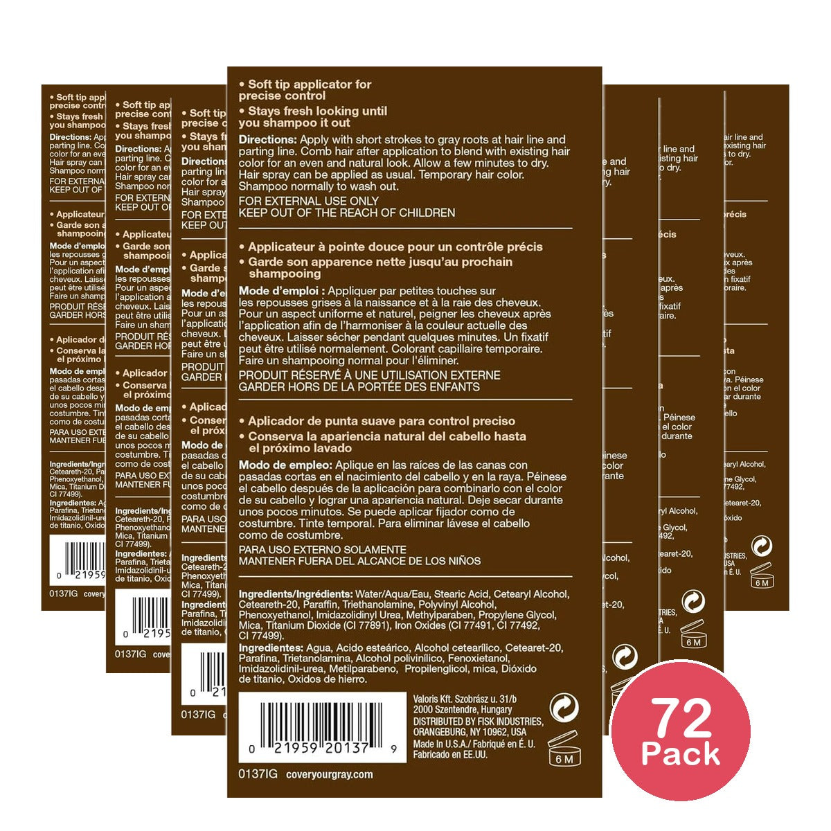 Cover Your Gray Root Touch Up Wand - Midnight Brown 0.25 Oz (Pack of 72)