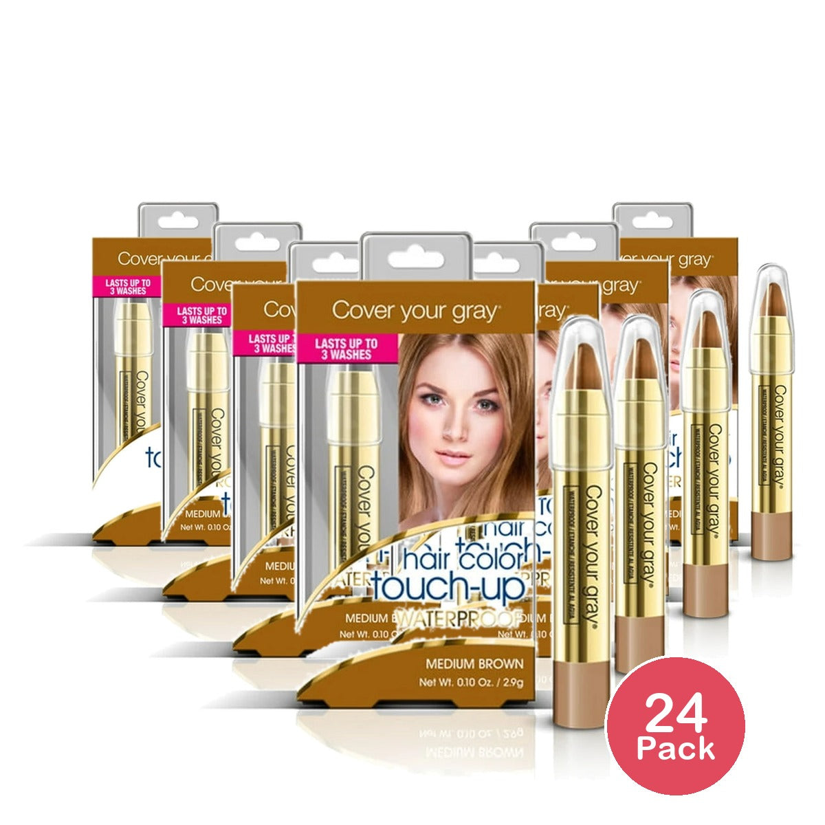 Cover Your Gray Waterproof Hair Color Touch-Up Medium Brown 0.10 Oz (Pack of 24)