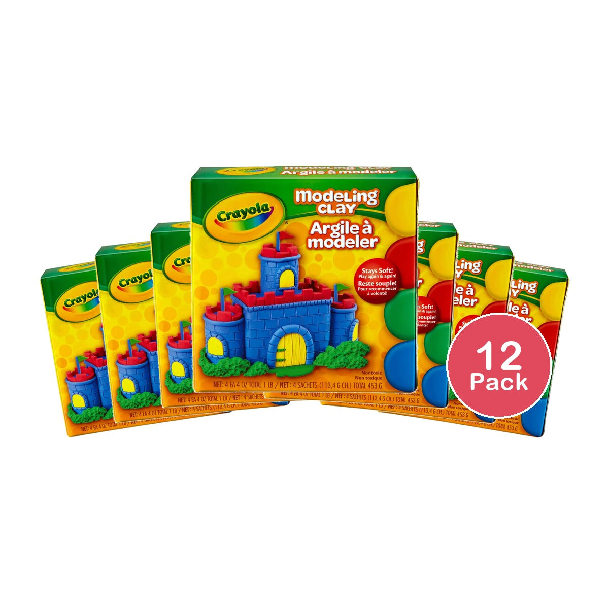 Crayola Modeling Clay Assortment Blue Green Red and Yellow 16Oz (Pack of 12)