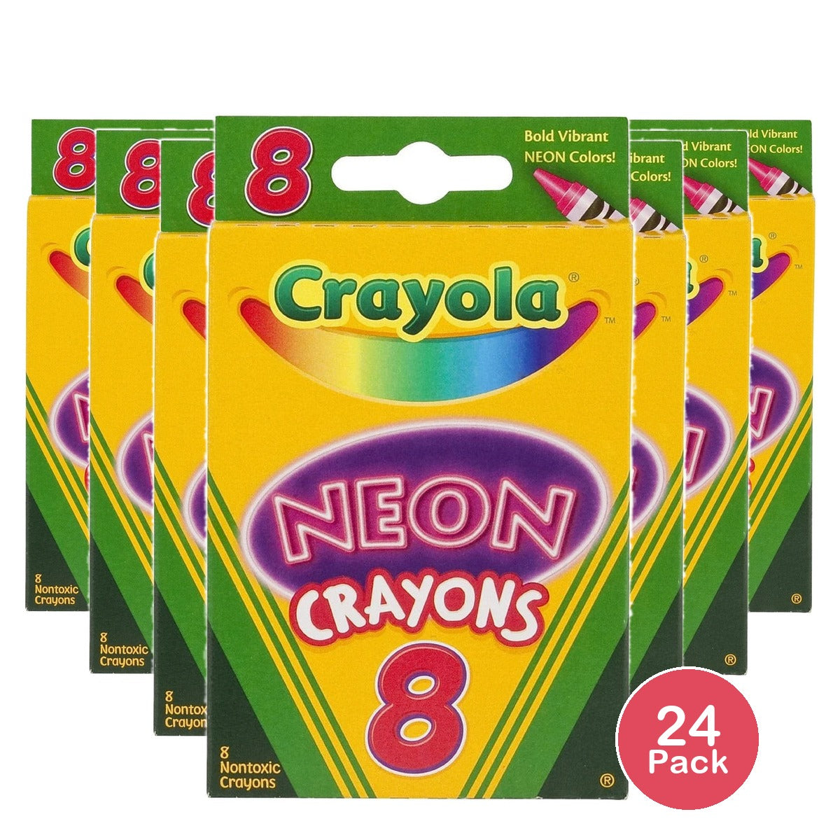 Crayola Non-Toxic Crayon Assorted Neon Color 8/Pkg 7.2 Oz (Pack of 24)